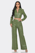 Faux Leather Set With Rhinestone Detail-Product Type | Naughty Smile Fashion
