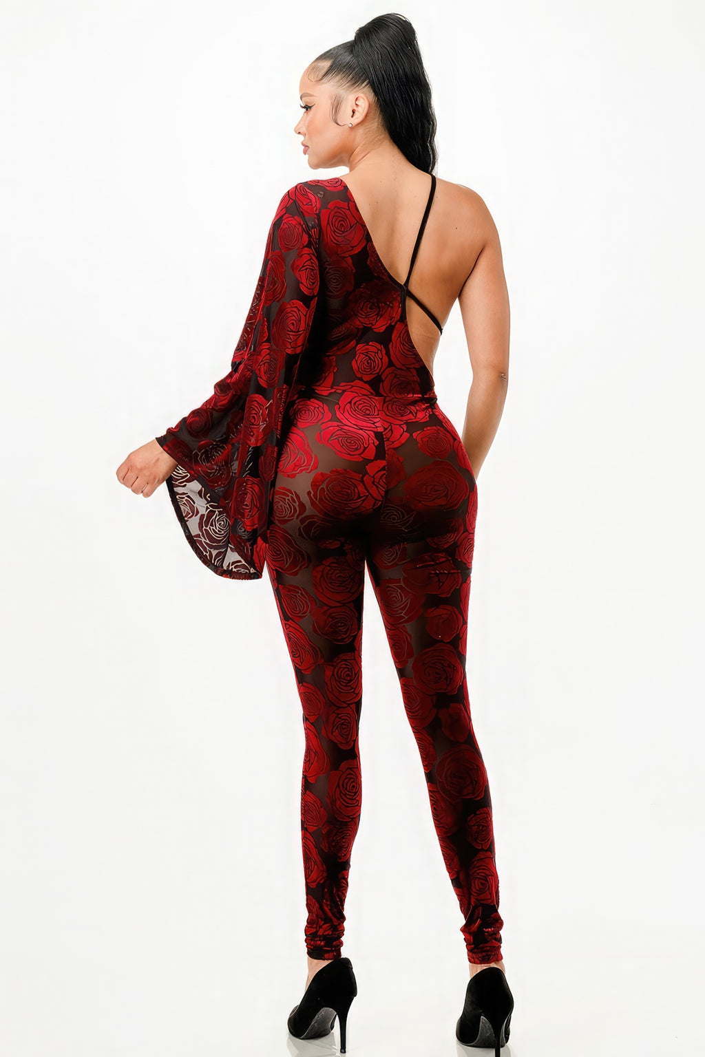 Velvet Flocking Jumpsuit/bell Sleeve-Product Type | Naughty Smile Fashion