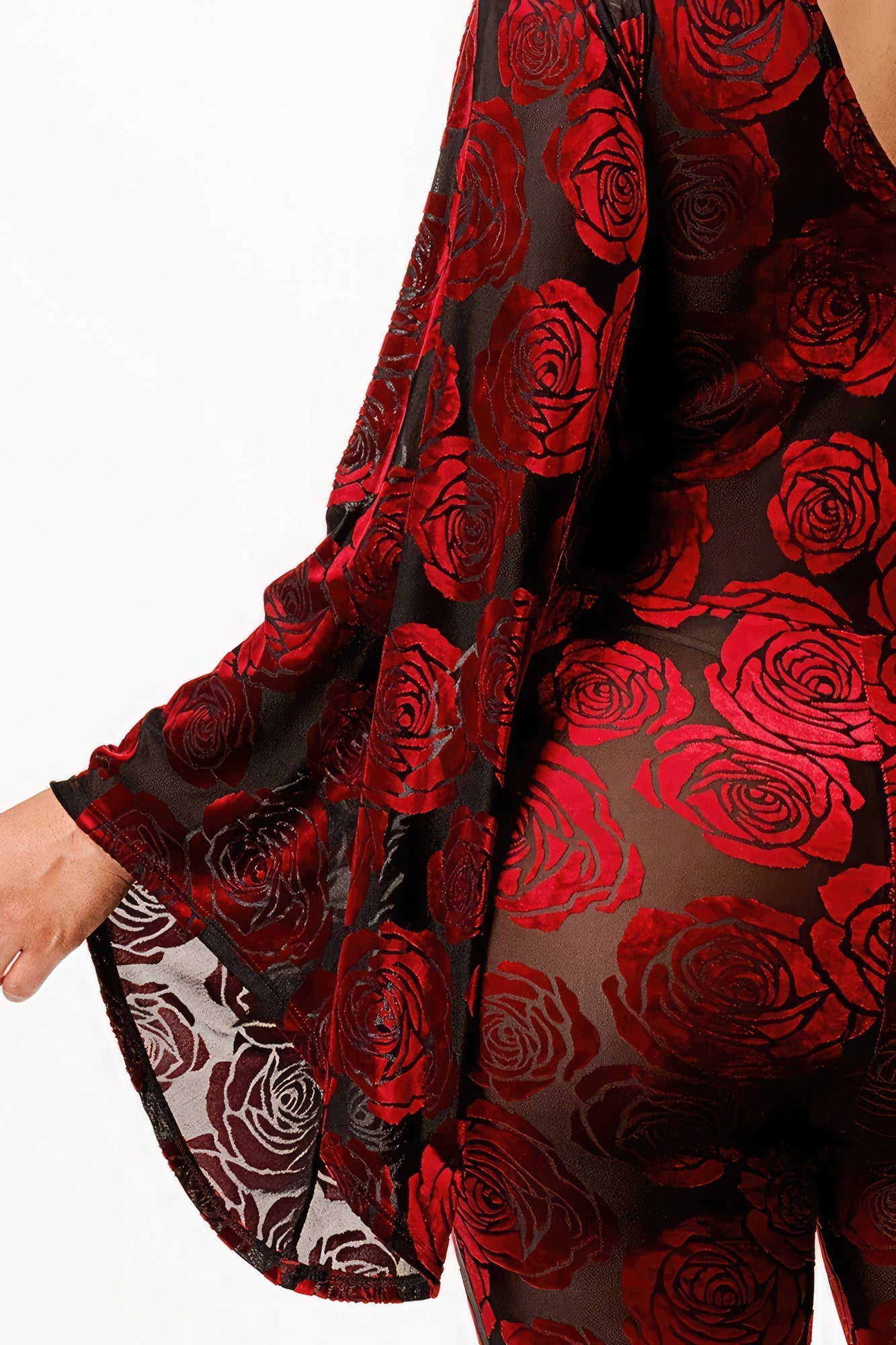 Velvet Flocking Jumpsuit/bell Sleeve-Product Type | Naughty Smile Fashion