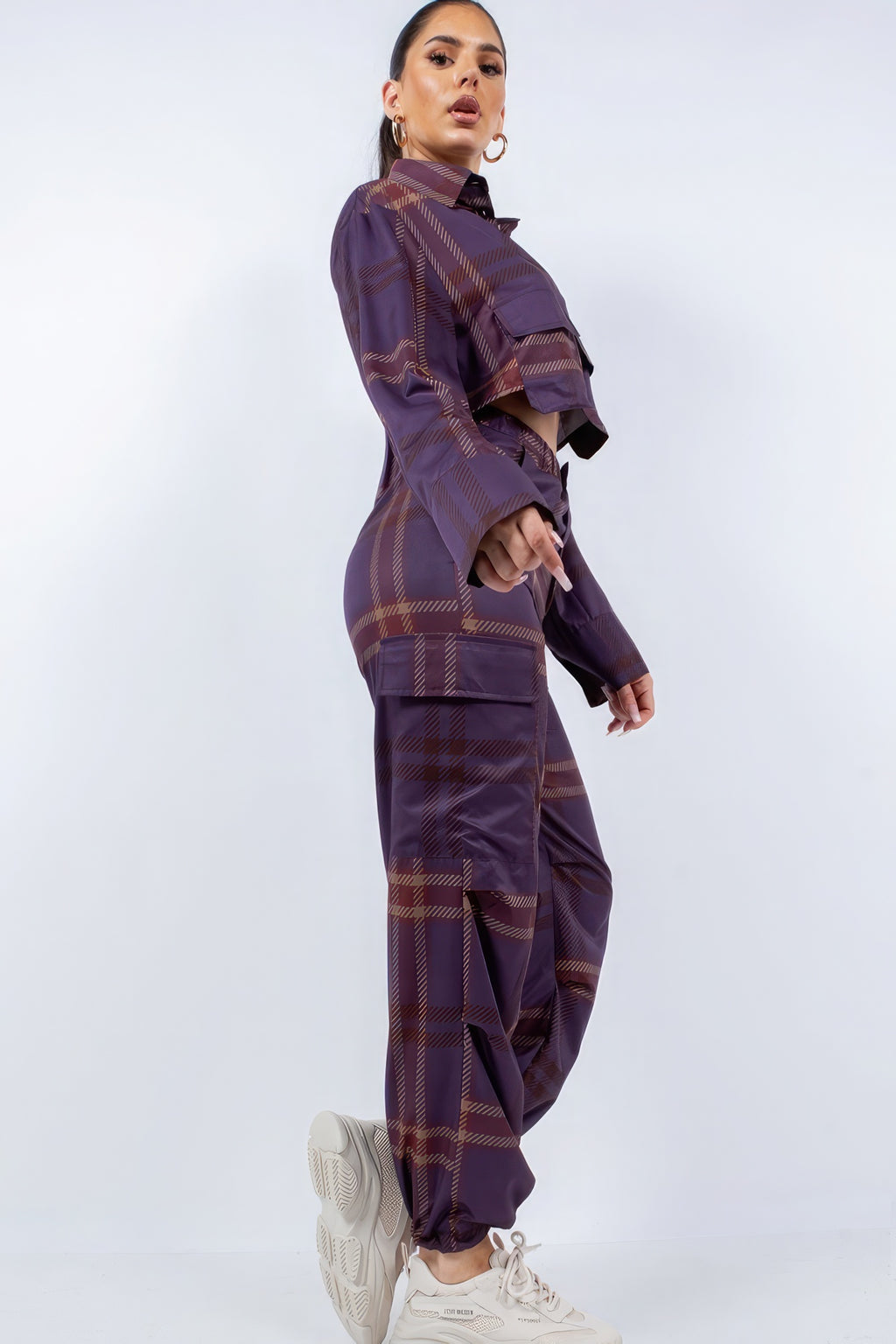 Cropped Shirt & Cargo Pants Set-Product Type | Naughty Smile Fashion