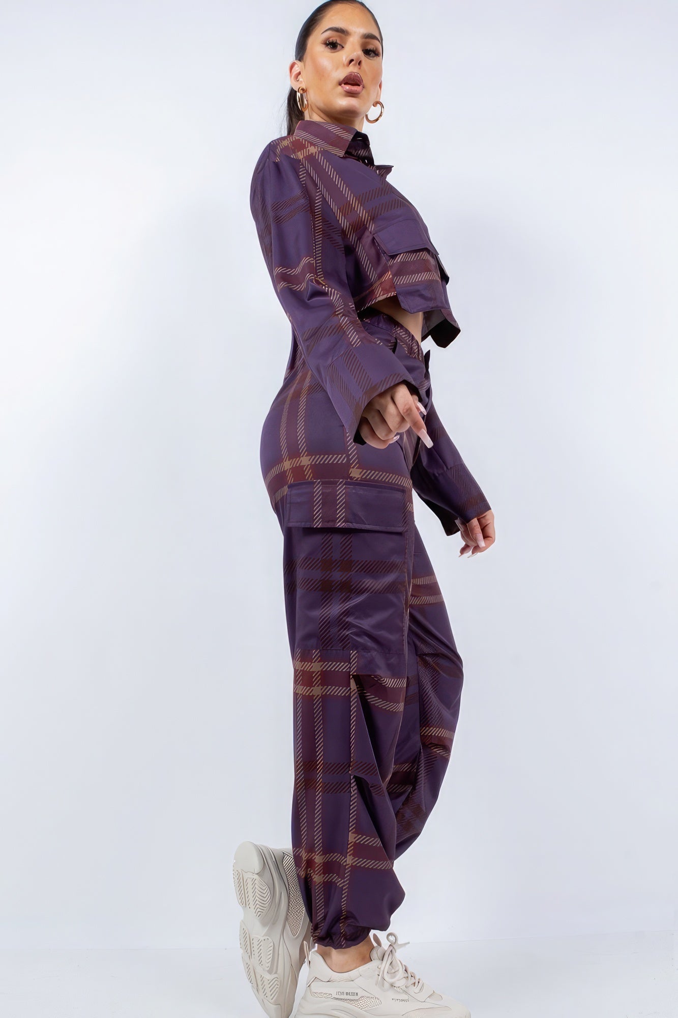 Cropped Shirt & Cargo Pants Set-Product Type | Naughty Smile Fashion