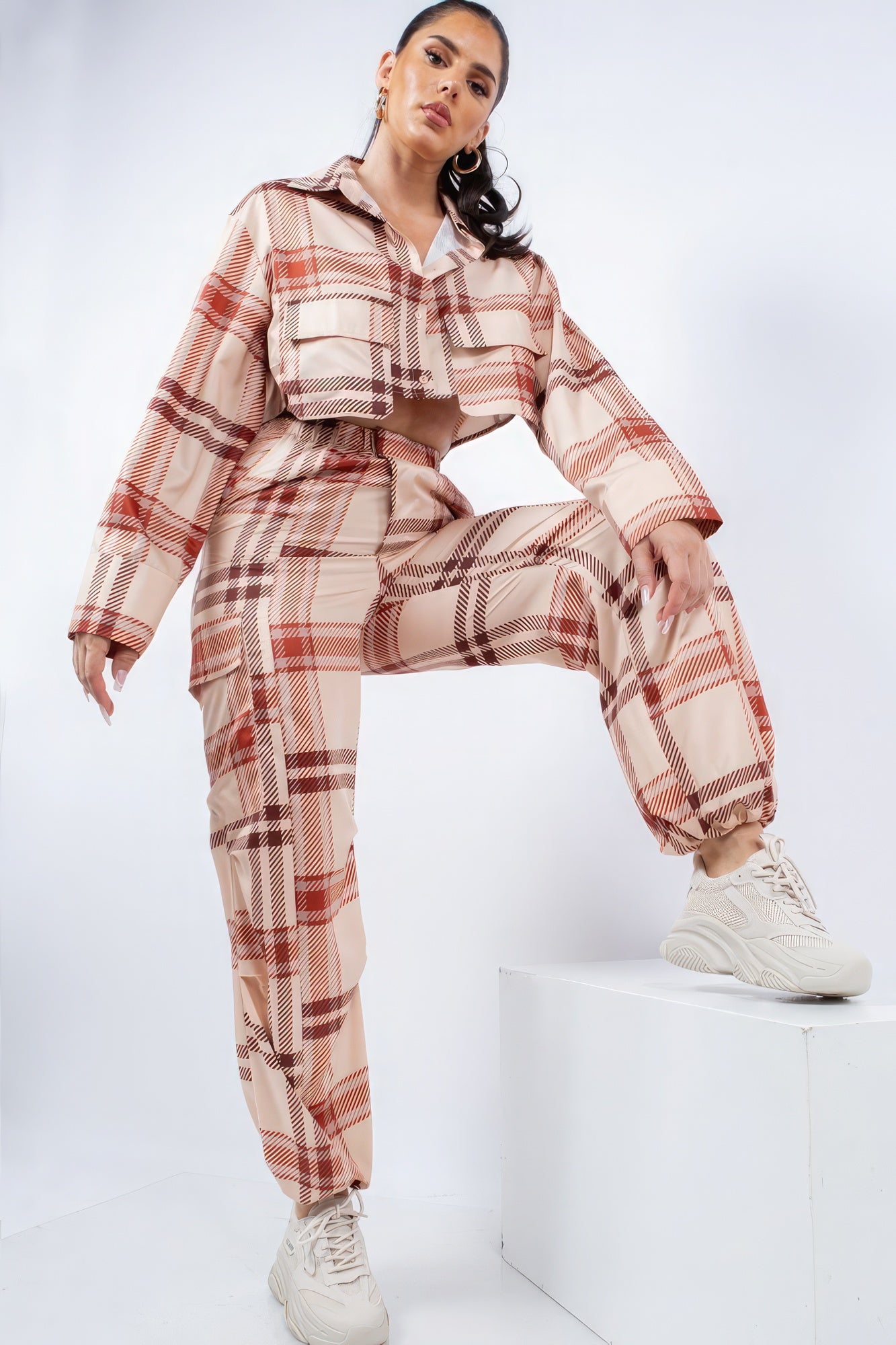 Cropped Shirt & Cargo Pants Set-Product Type | Naughty Smile Fashion