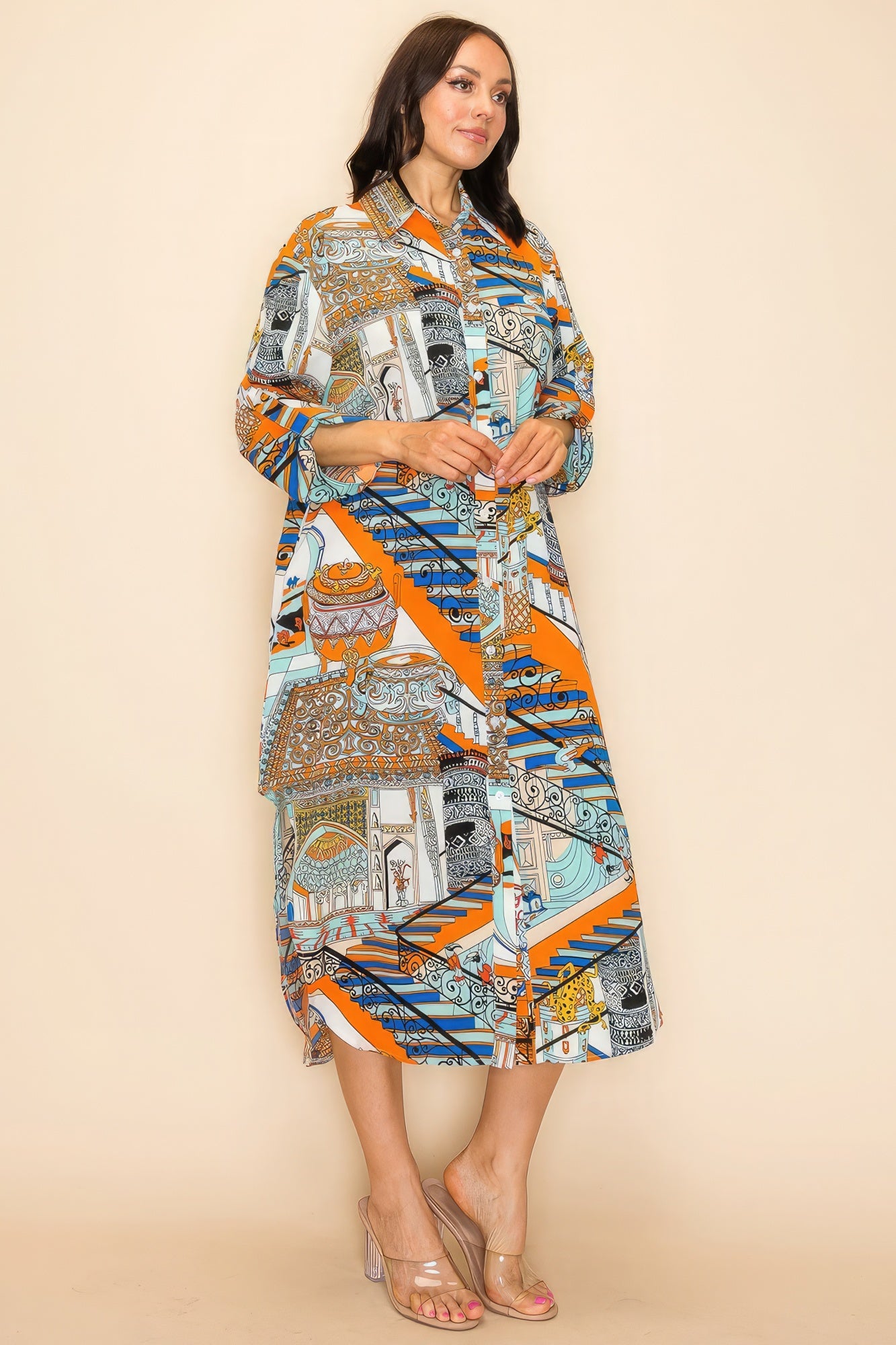 Printed Shirt Dress-Product Type | Naughty Smile Fashion