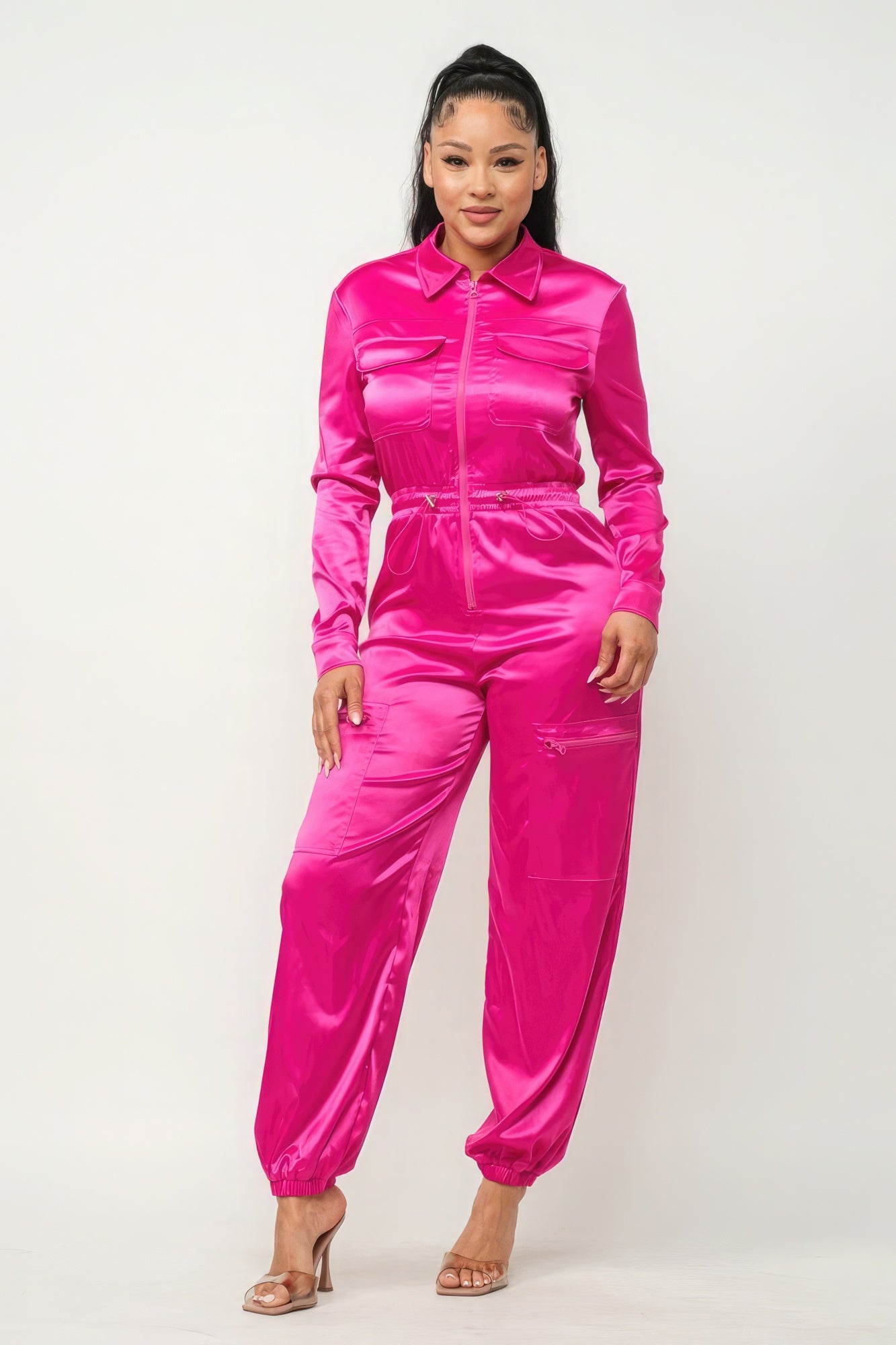 Front Zipper Pockets Top And Pants Jumpsuit-Product Type | Naughty Smile Fashion