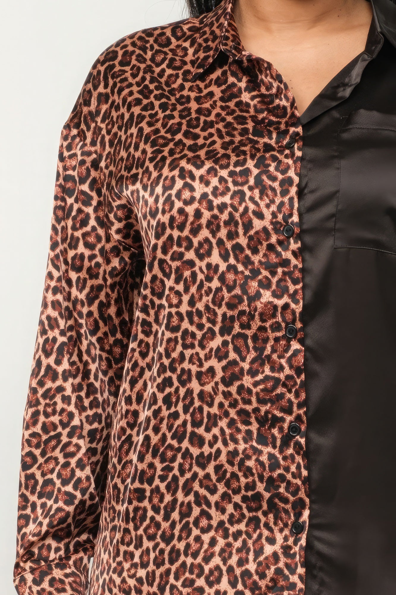 Half Animal Print And Half Solid Top And Pants Set-Product Type | Naughty Smile Fashion