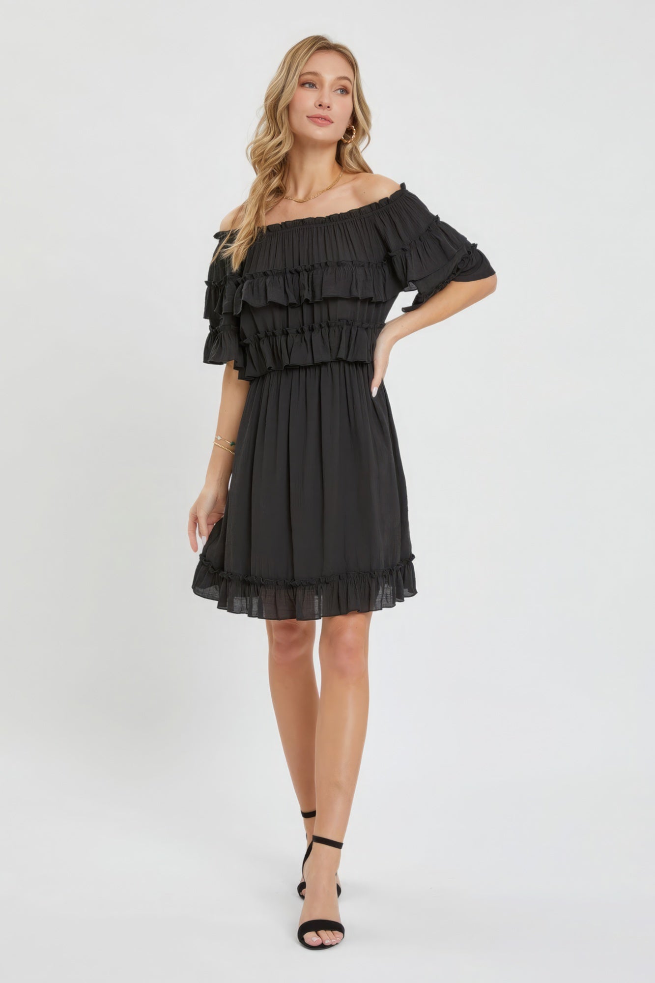 Off Shoulder Ruffle Dress-Product Type | Naughty Smile Fashion