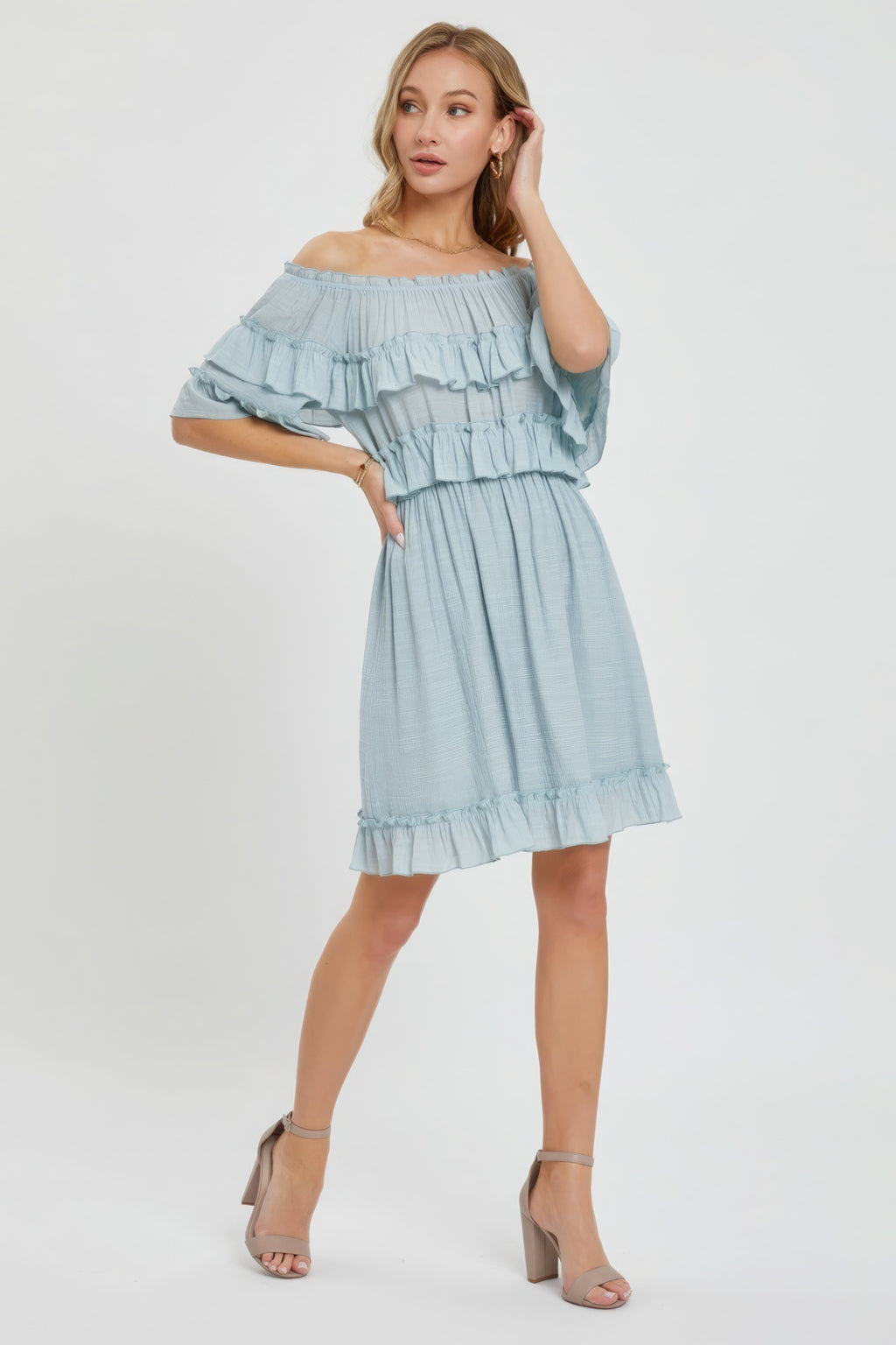 Off Shoulder Ruffle Dress-Product Type | Naughty Smile Fashion