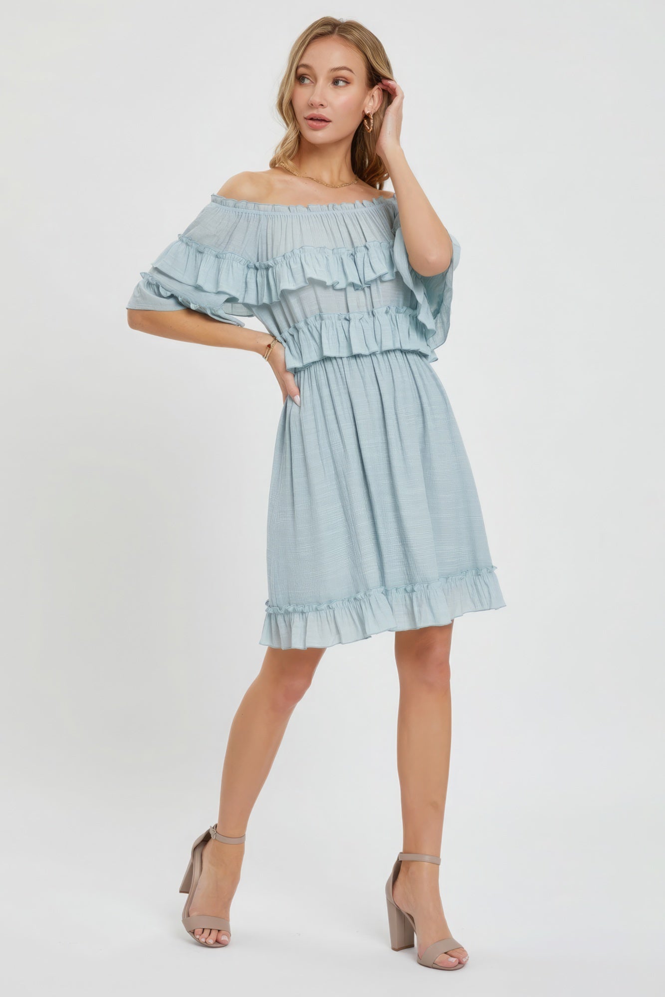 Off Shoulder Ruffle Dress-Product Type | Naughty Smile Fashion