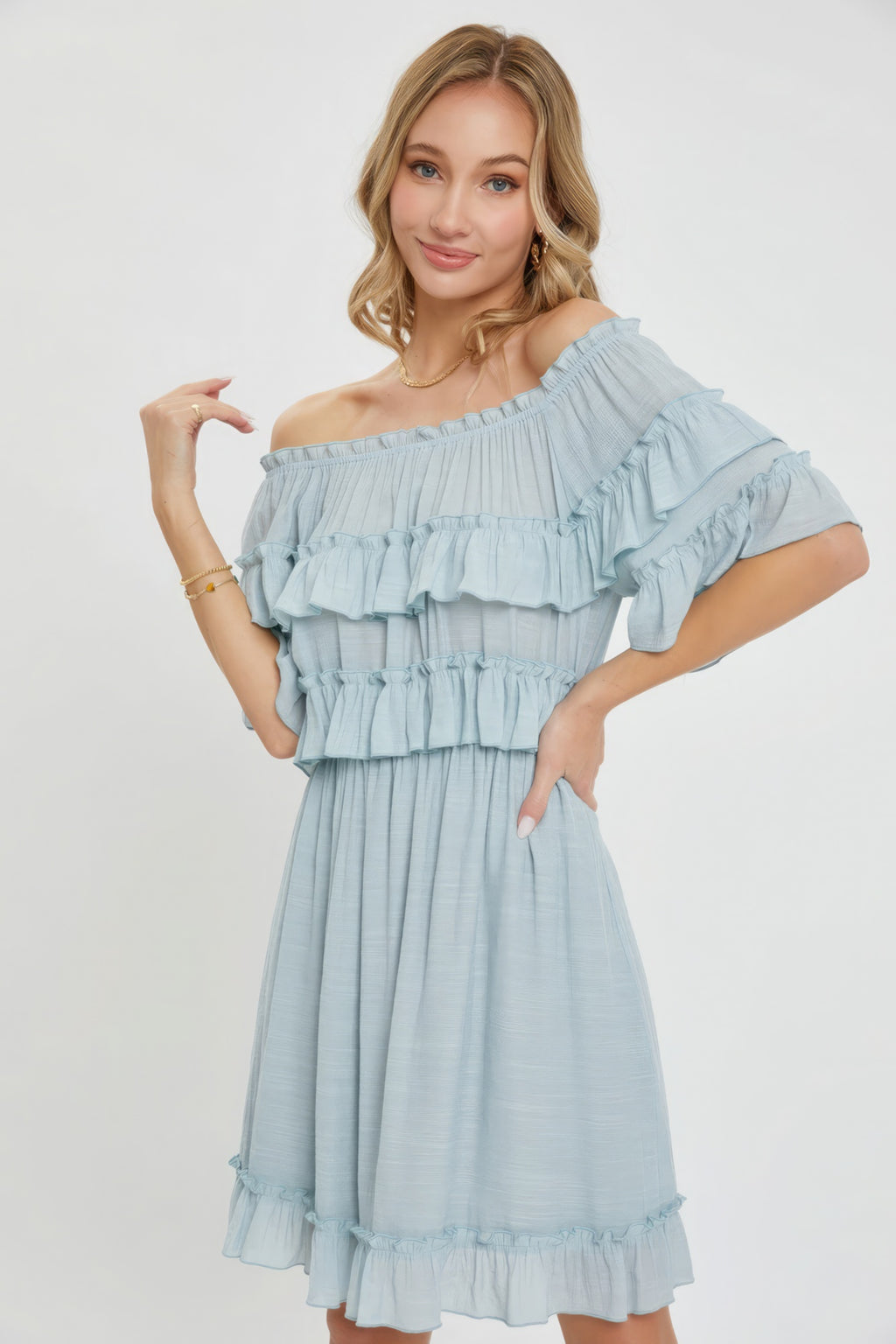 Off Shoulder Ruffle Dress-Product Type | Naughty Smile Fashion