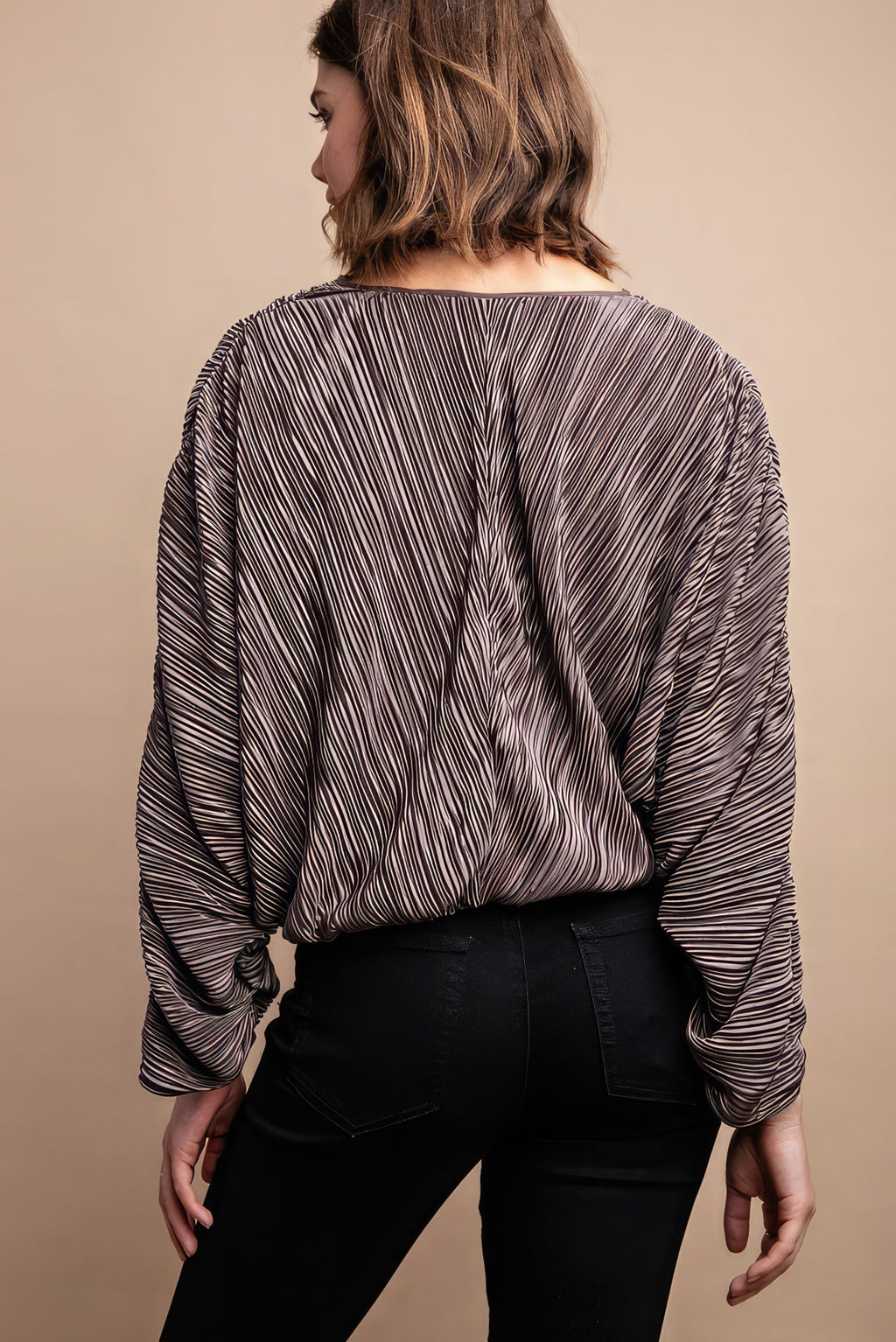 Satin Pleated Drawstring Top With Snap Button-Product Type | Naughty Smile Fashion