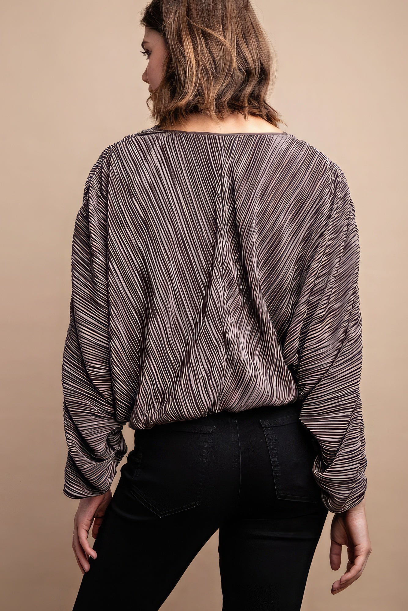 Satin Pleated Drawstring Top With Snap Button-Product Type | Naughty Smile Fashion