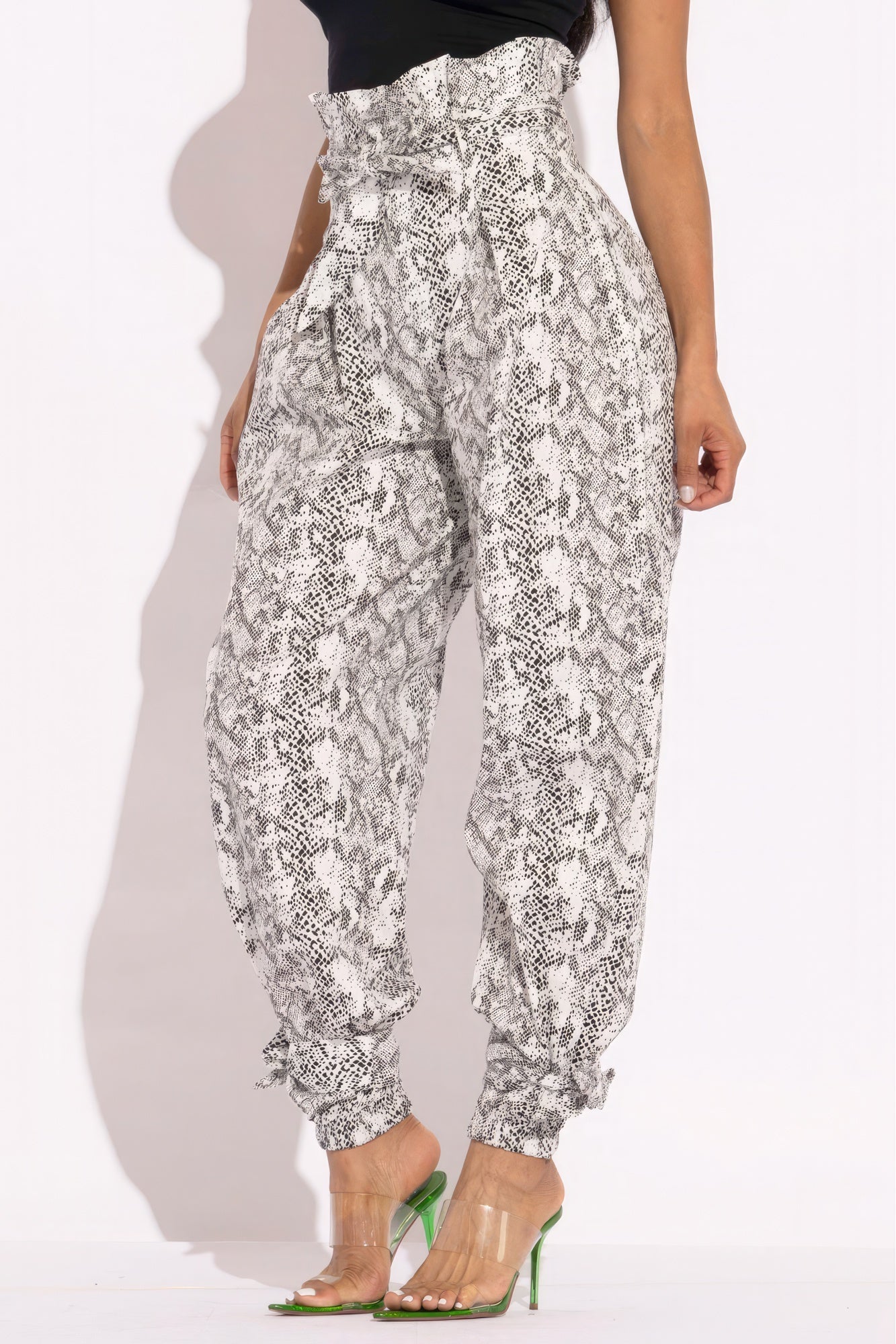 Snake Skin Printed Paper Bag Style Cargo Pants-Product Type | Naughty Smile Fashion