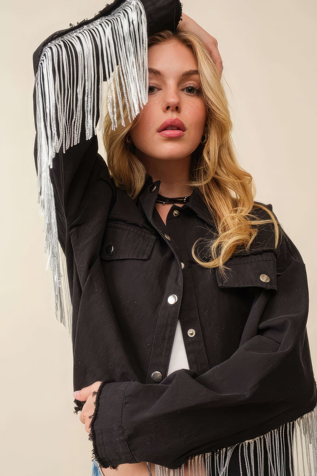 Howdy Sequin Fringe And Star Patches Jacket-Product Type | Naughty Smile Fashion