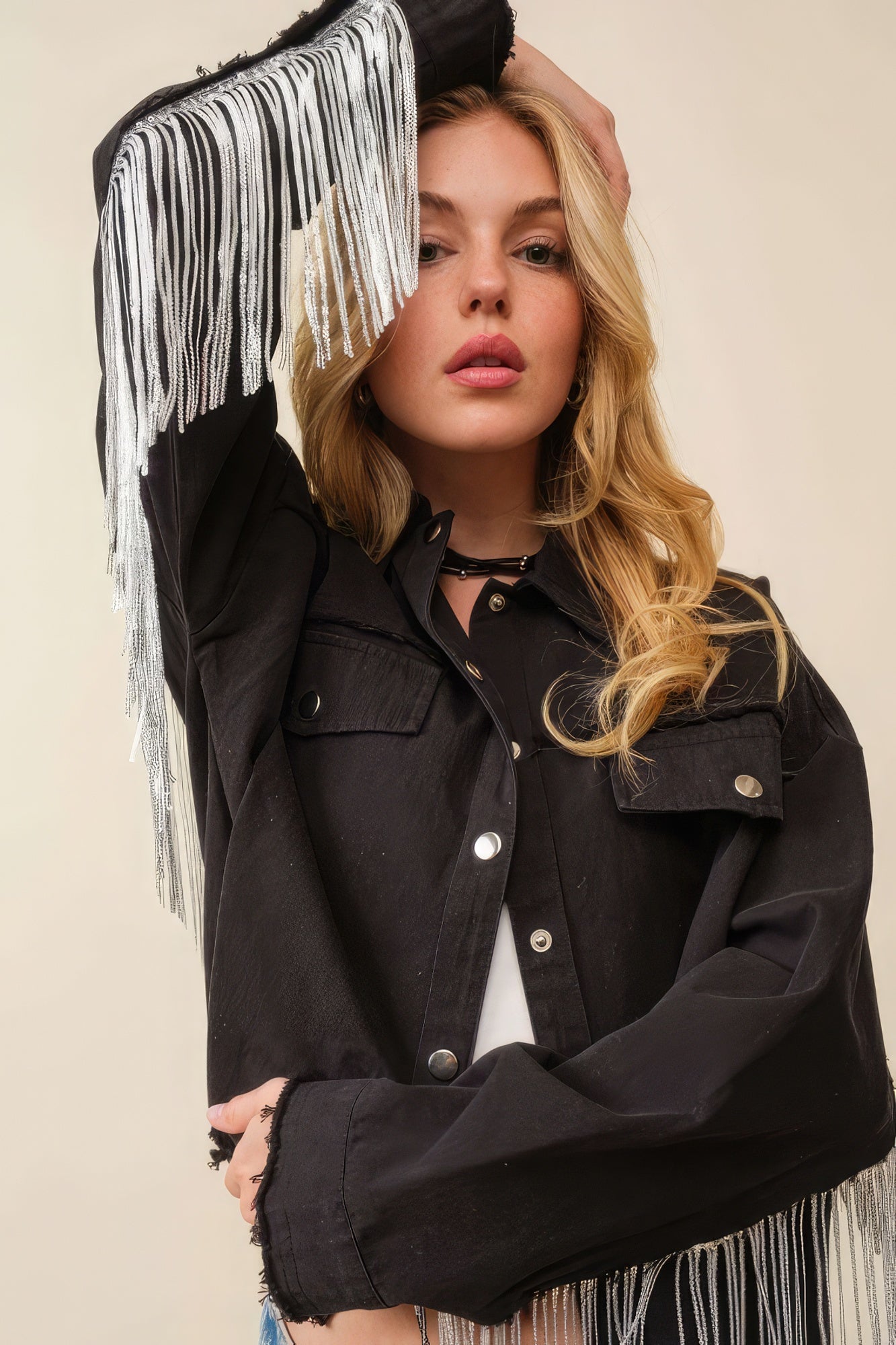 Howdy Sequin Fringe And Star Patches Jacket-Product Type | Naughty Smile Fashion