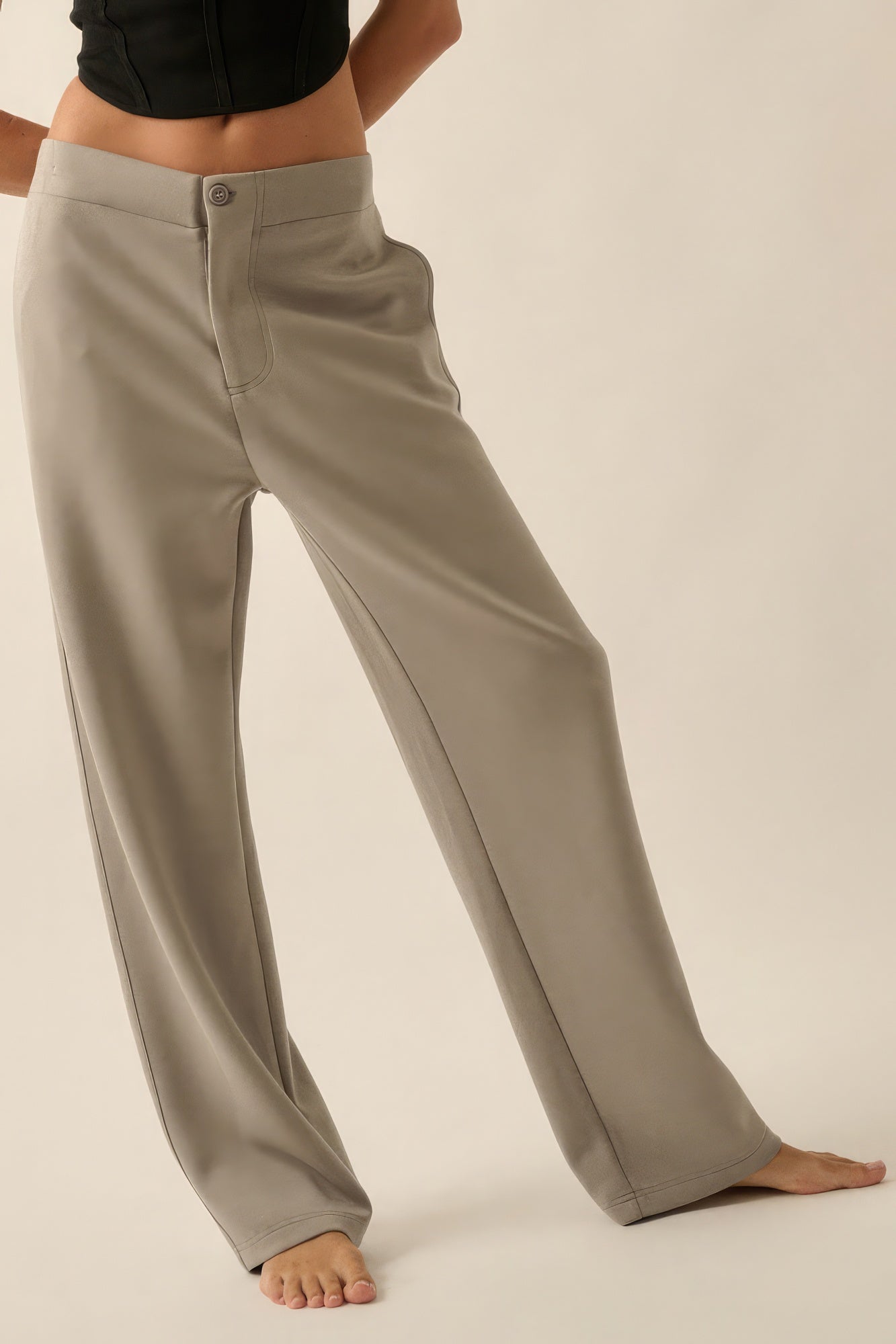 Premium Scuba High Waist Button Zip Up Fly Pants-Product Type | Naughty Smile Fashion