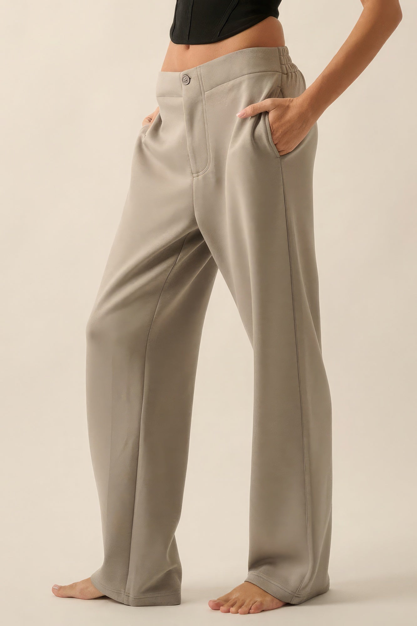 Premium Scuba High Waist Button Zip Up Fly Pants-Product Type | Naughty Smile Fashion
