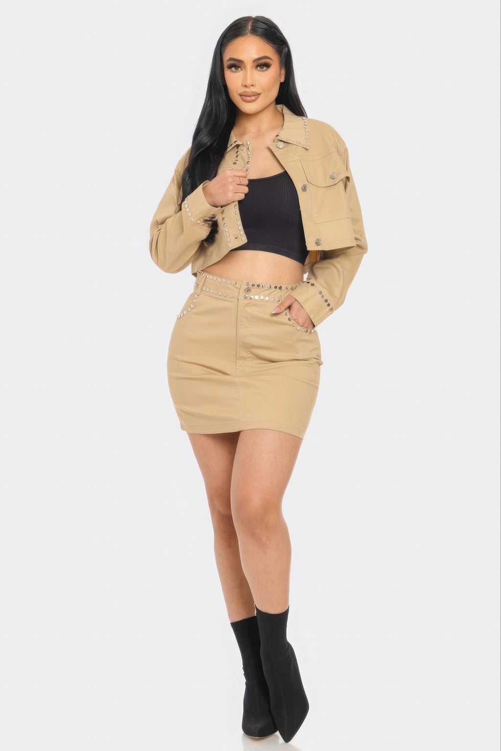 Embroidered cropped shirt set-Product Type | Naughty Smile Fashion