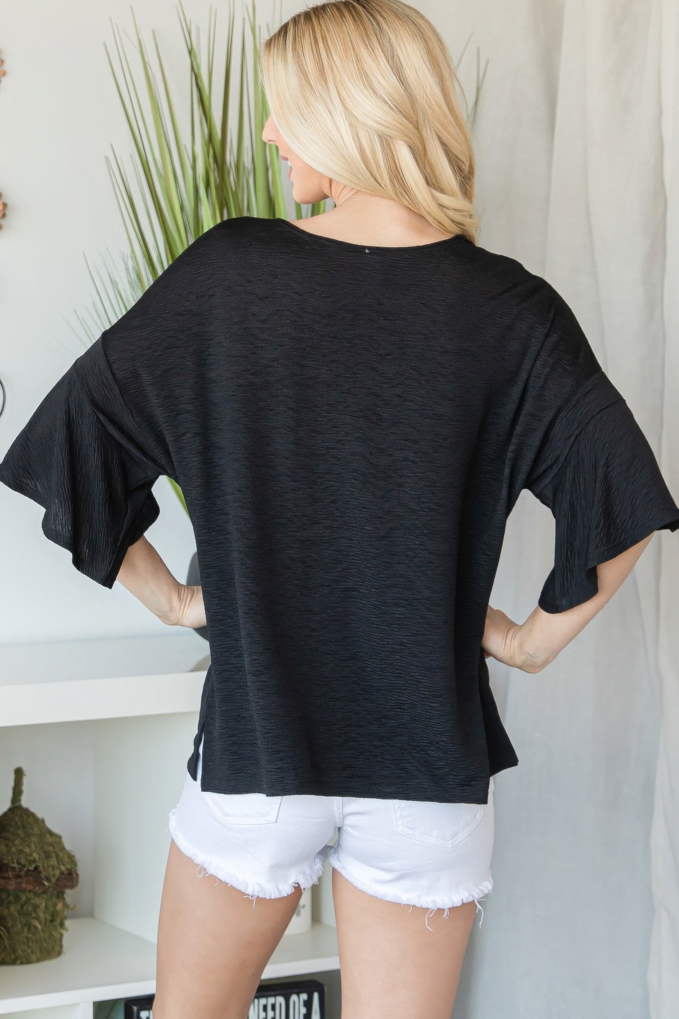 Flared Sleeve Basic Shortsleeve Top-Product Type | Naughty Smile Fashion