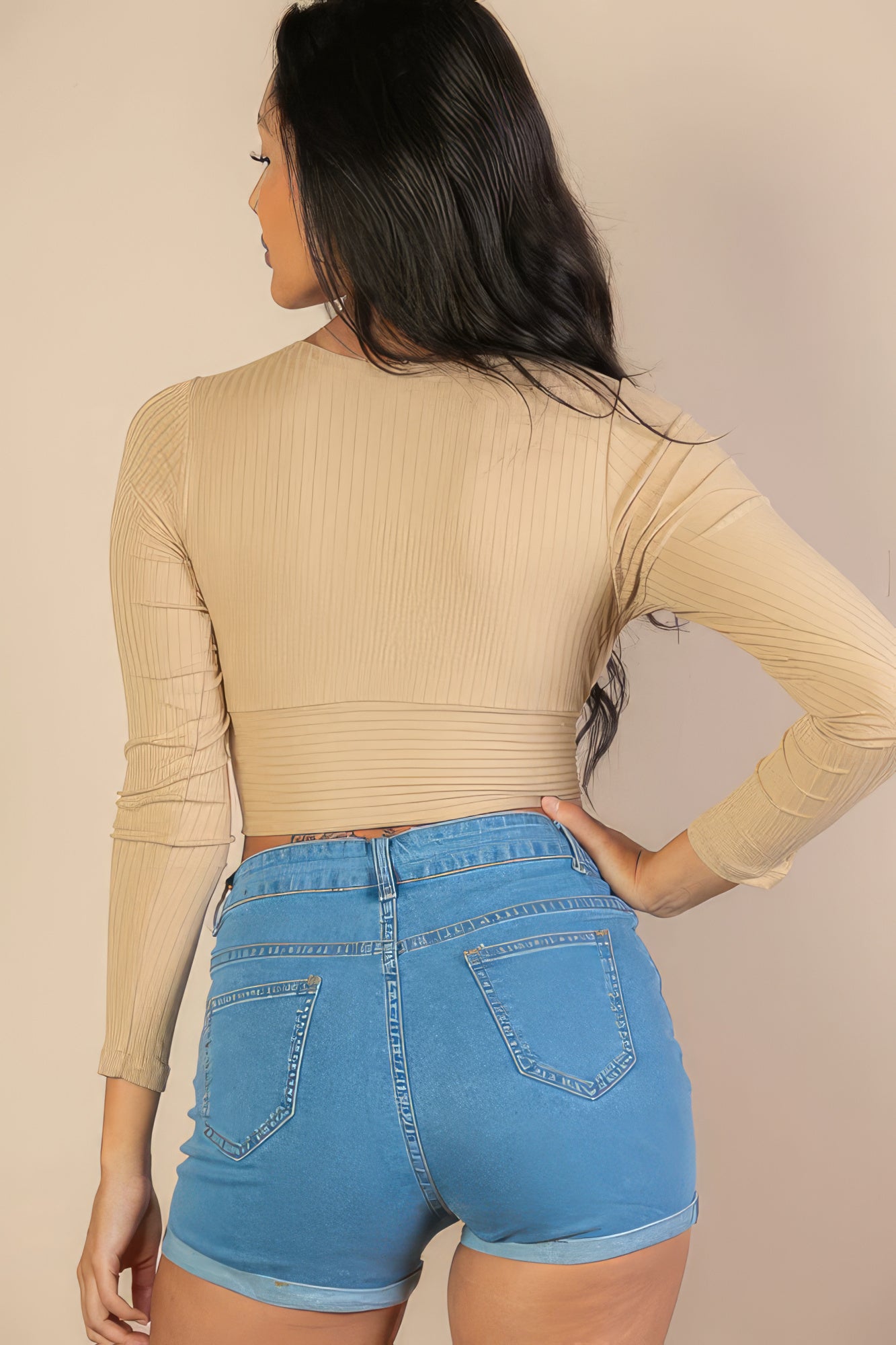 Ribbed Wrap Front Long Sleeve Top-Product Type | Naughty Smile Fashion