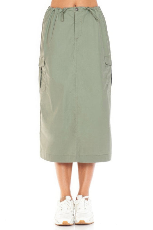 Sale - Cargo Midi Skirt With Drawstring - Stylish and Versatile Cargo Skirt – On Sale Now