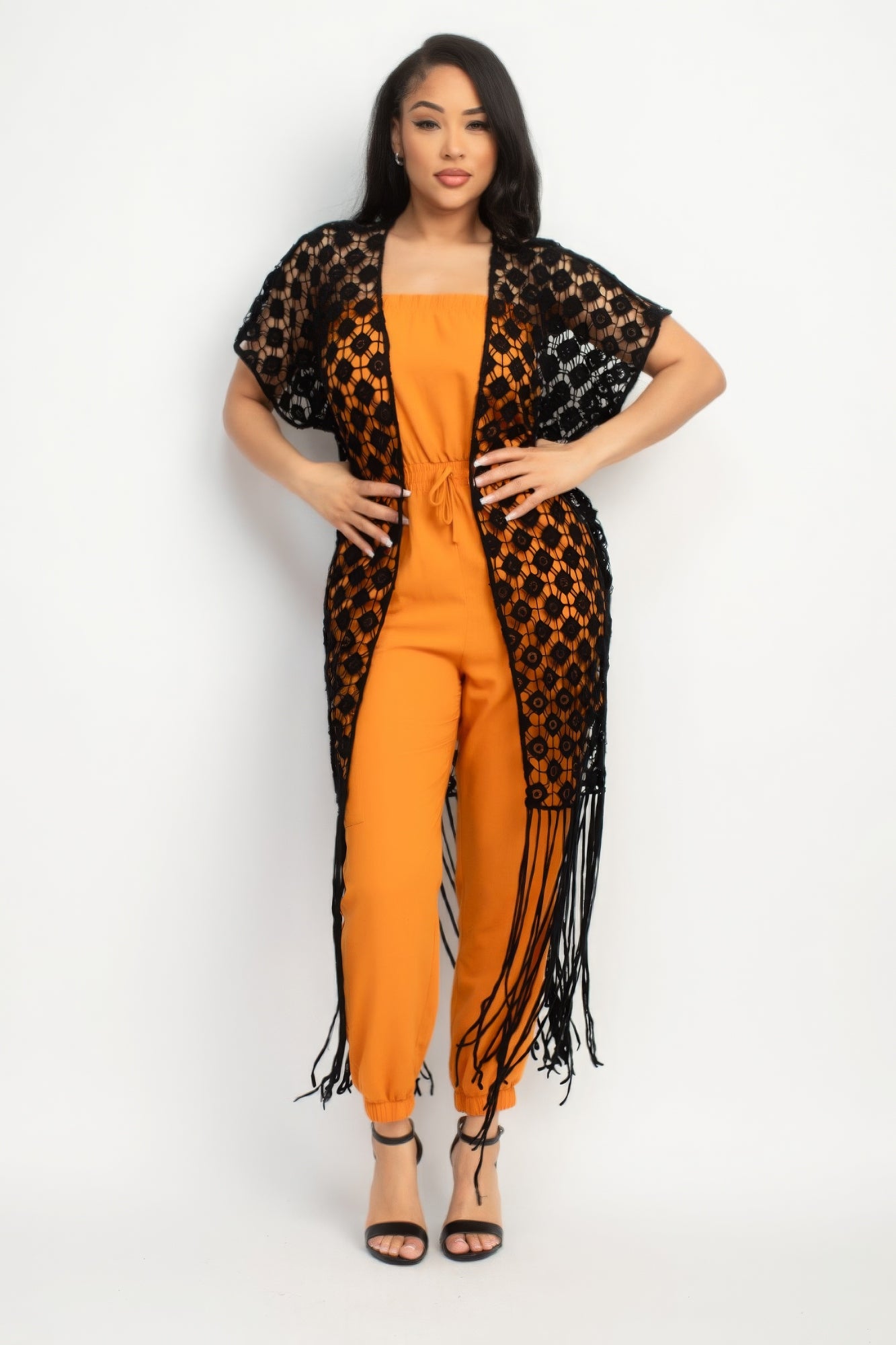 Crocheted Open-front Fringe Kimono-Product Type | Naughty Smile Fashion