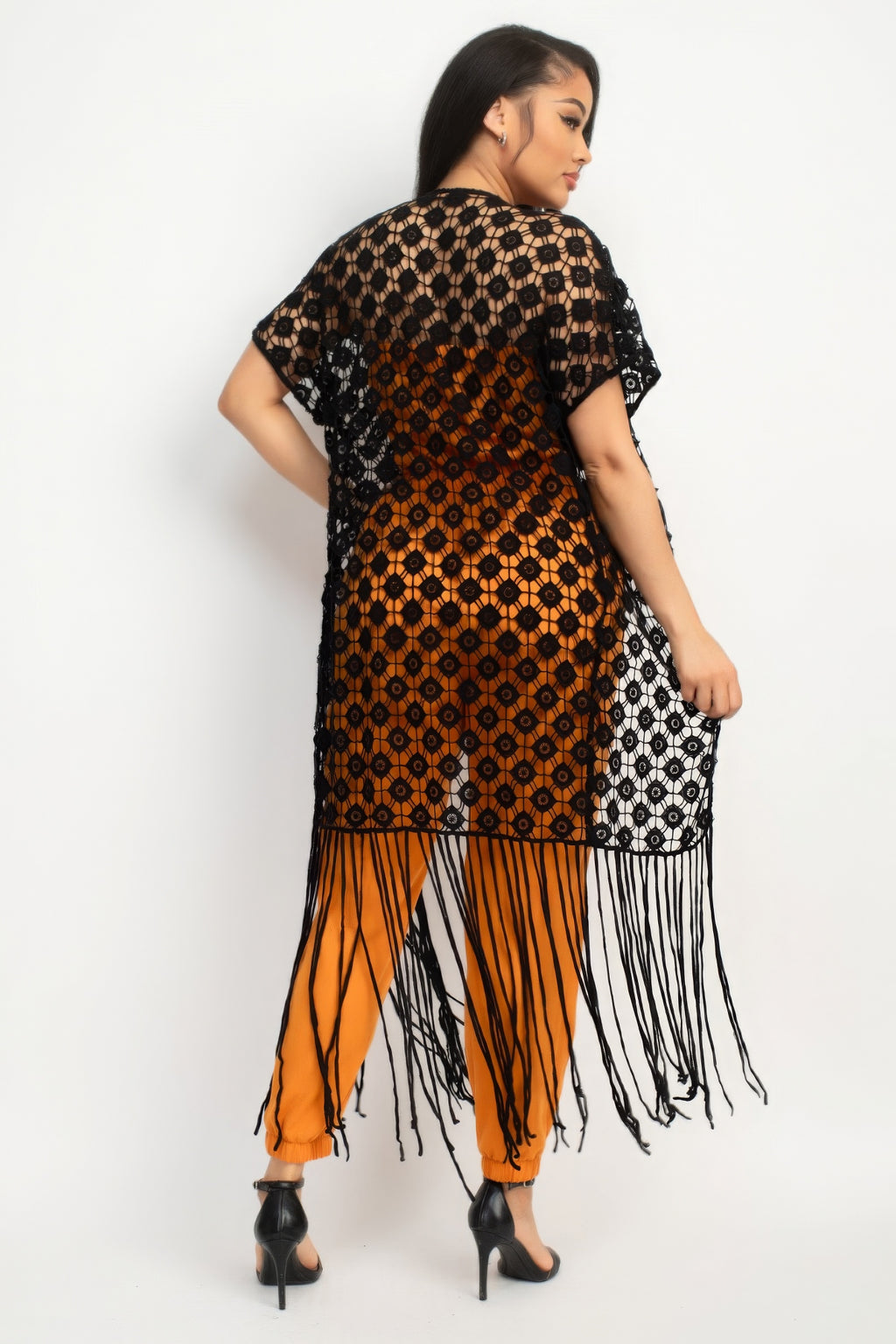 Crocheted Open-front Fringe Kimono-Product Type | Naughty Smile Fashion