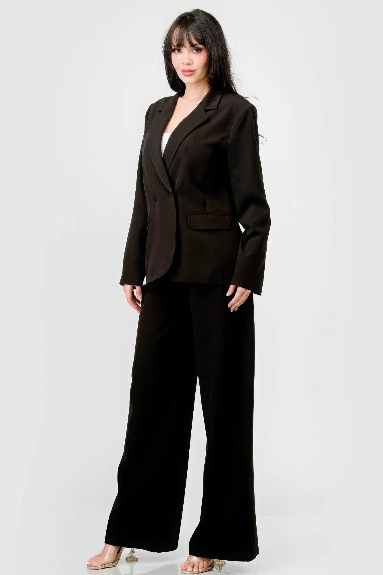 Luxe Stretch Woven Loose Fit Blazer And Wide Legs Pants Semi Formal Set-Product Type | Naughty Smile Fashion