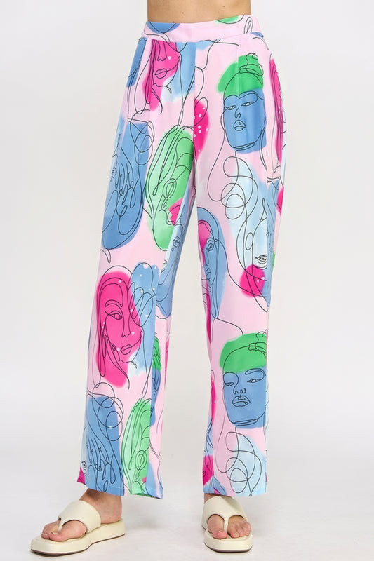 Sale - Printed Wide Leg Pant With Elastic Back – On Sale Now