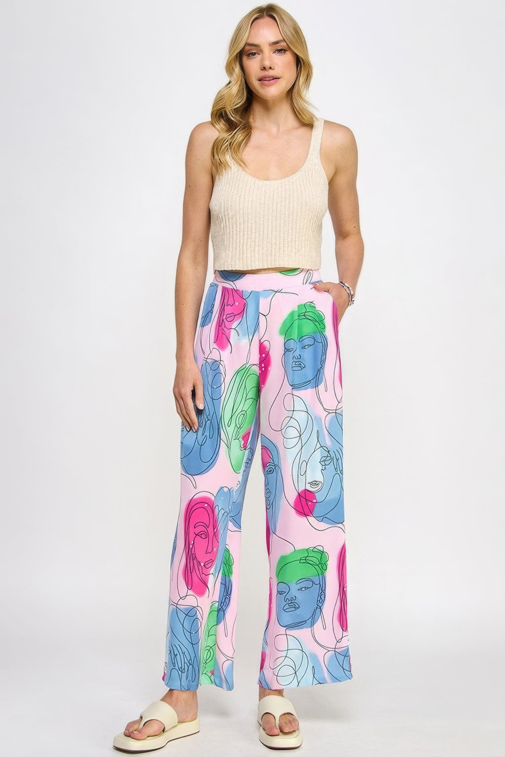 Printed Wide Leg Pant With Elastic Back-Product Type | Naughty Smile Fashion