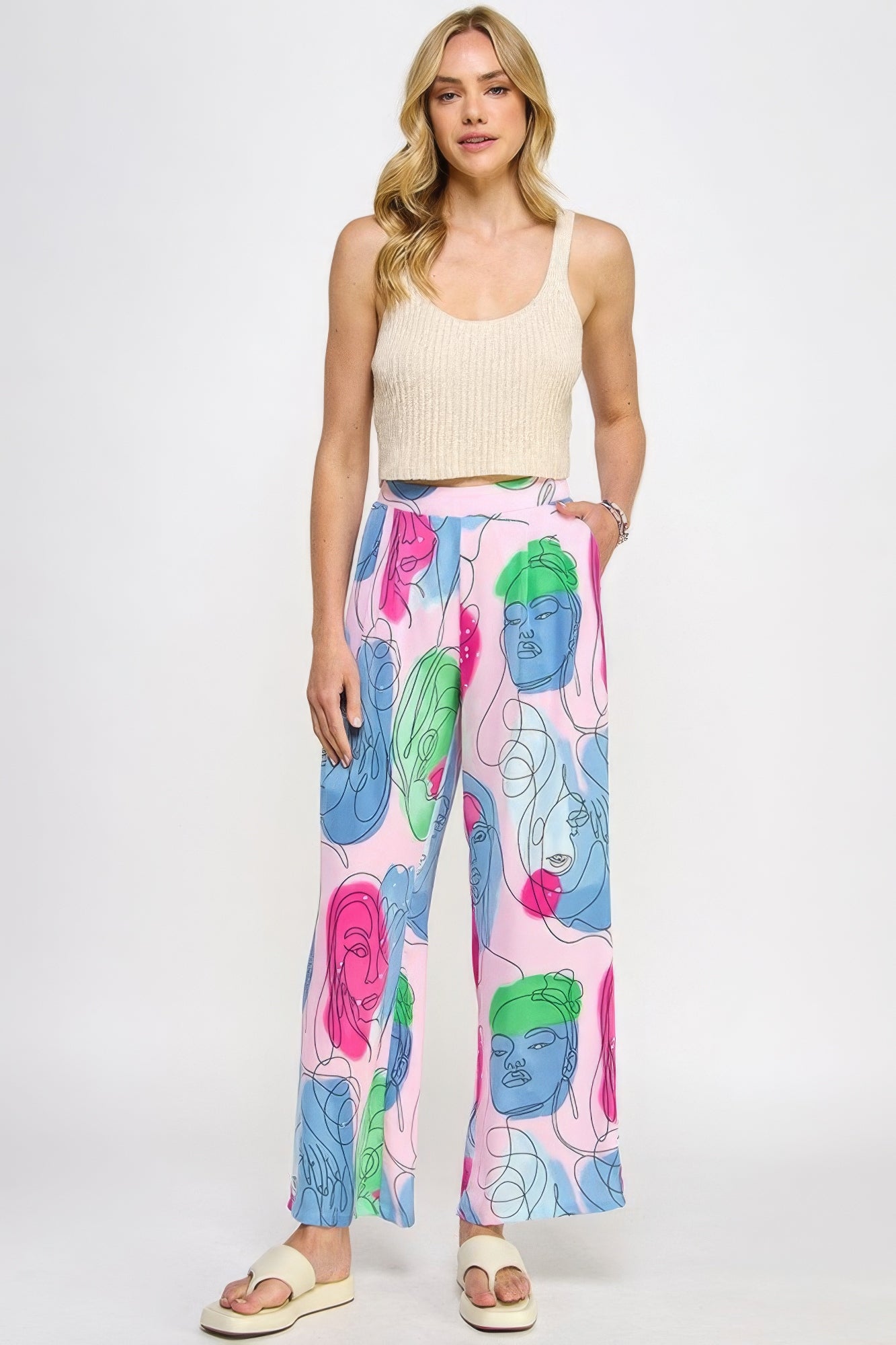 Printed Wide Leg Pant With Elastic Back-Product Type | Naughty Smile Fashion
