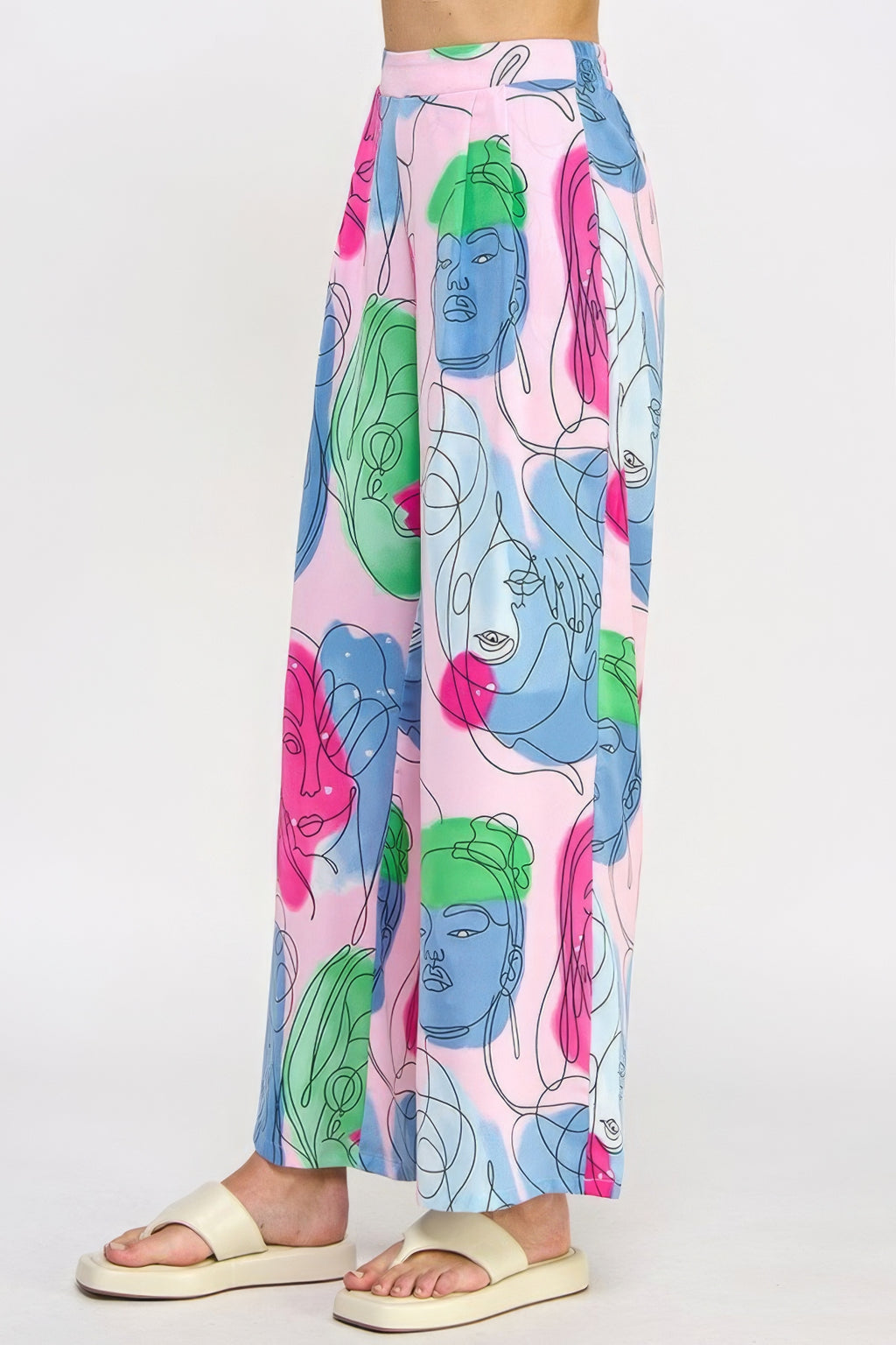 Printed Wide Leg Pant With Elastic Back-Product Type | Naughty Smile Fashion