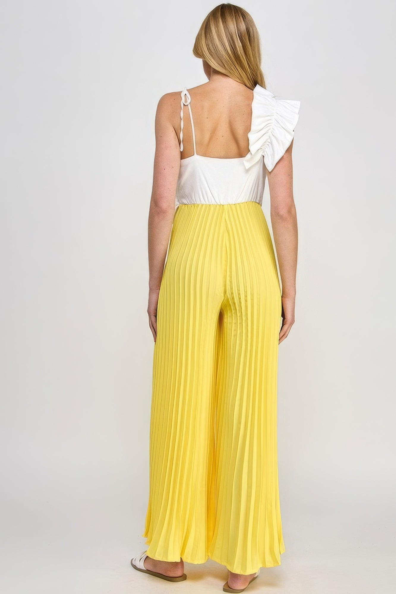 Cami Asymmetrical Ruffle Detail Pleated Bottom Jumpsuit-Product Type | Naughty Smile Fashion
