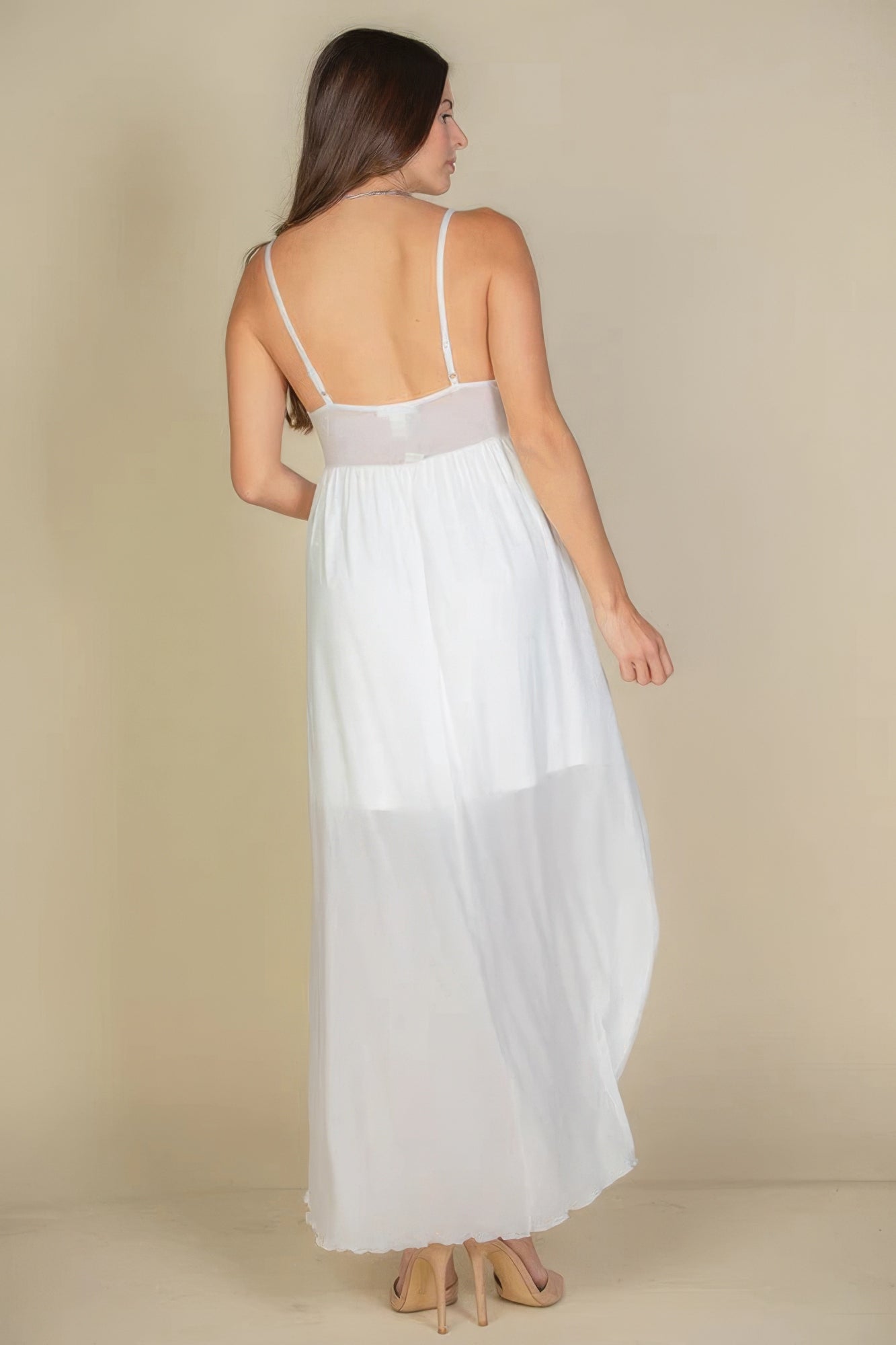 Plunge Neck Split Thigh Mesh Maxi Dress-Product Type | Naughty Smile Fashion