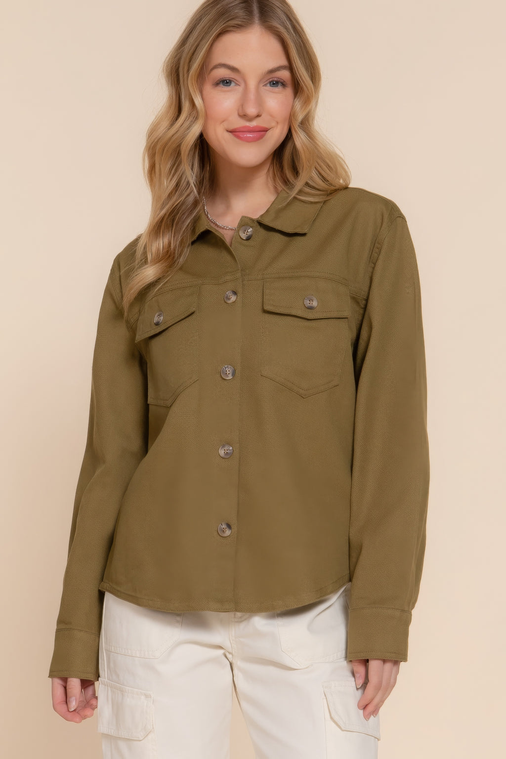 Button Down Cotton Denim Shacket-Product Type | Naughty Smile Fashion