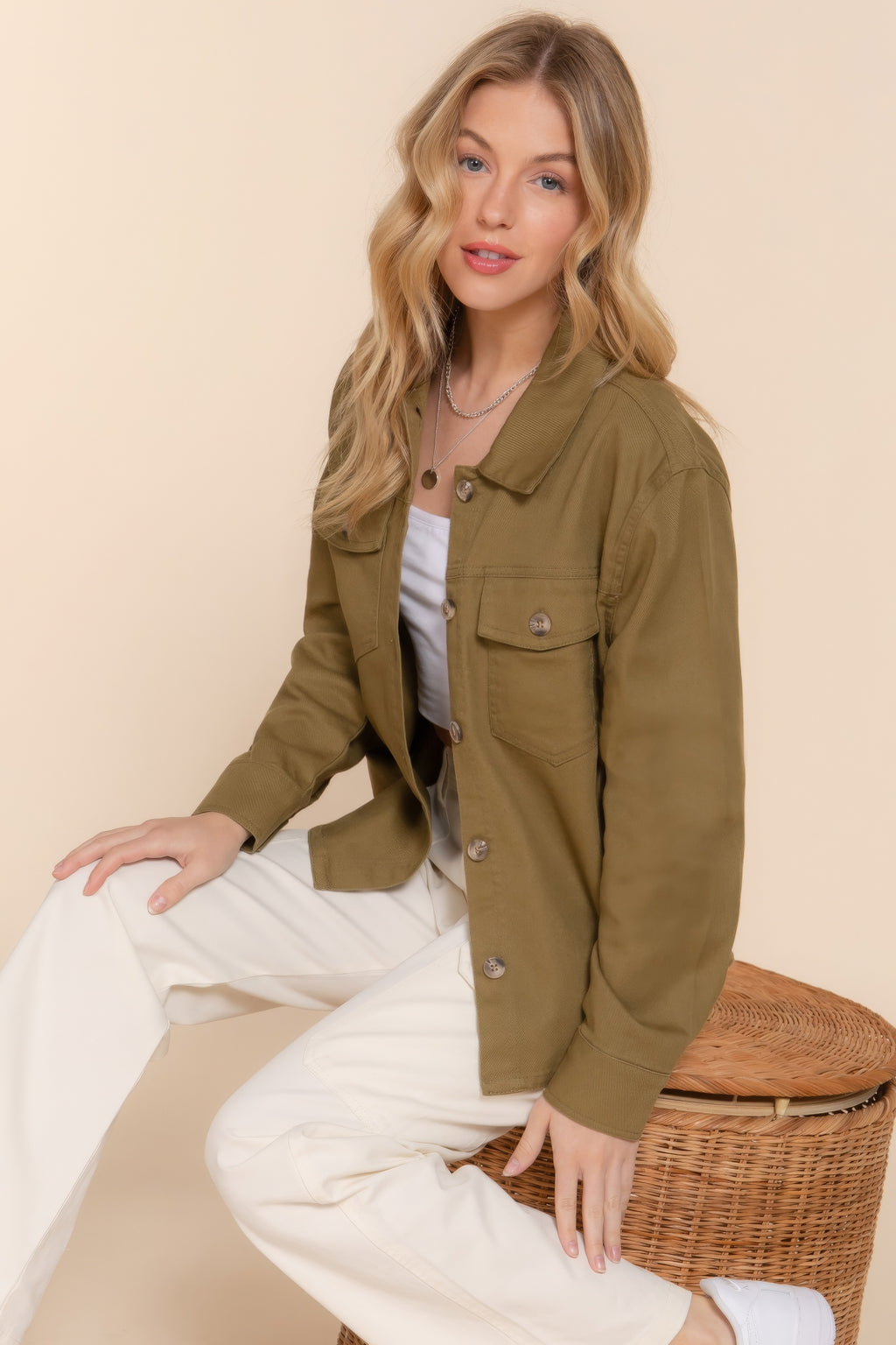 Button Down Cotton Denim Shacket-Product Type | Naughty Smile Fashion