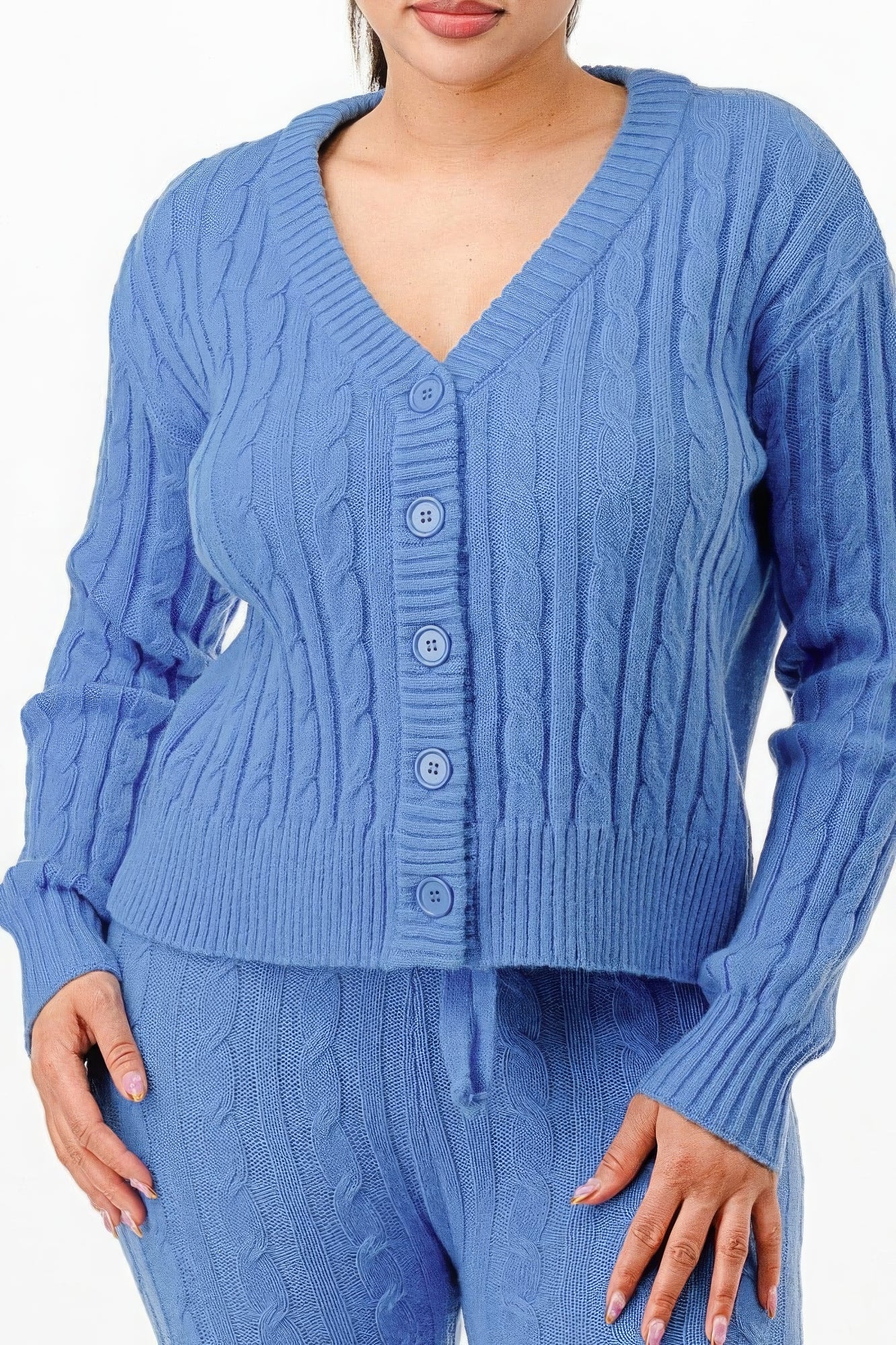 Cable Sweater Cardigan 2pc Set-Product Type | Naughty Smile Fashion