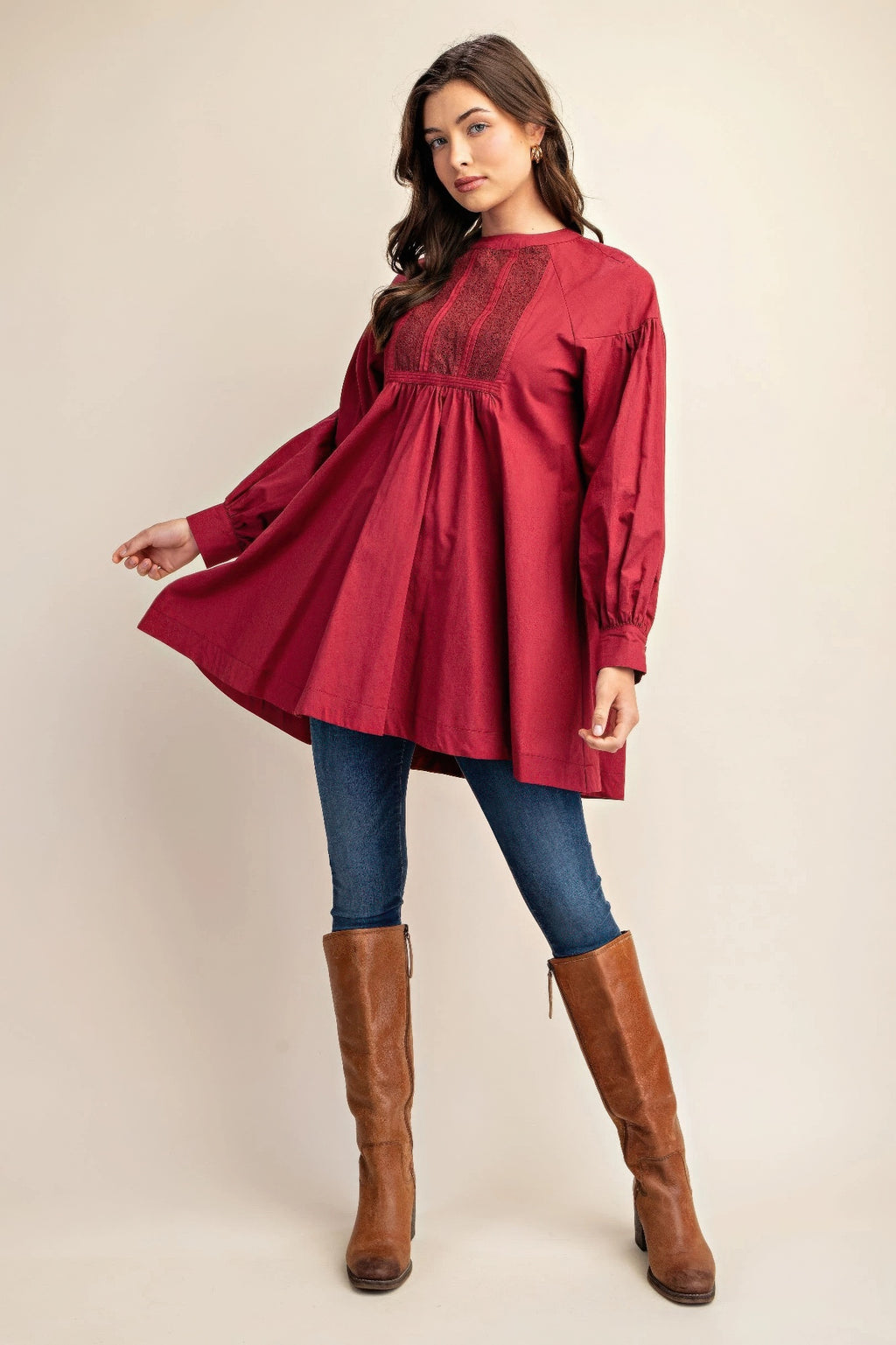 Long sleeve mini dress with lace detail-Product Type | Naughty Smile Fashion