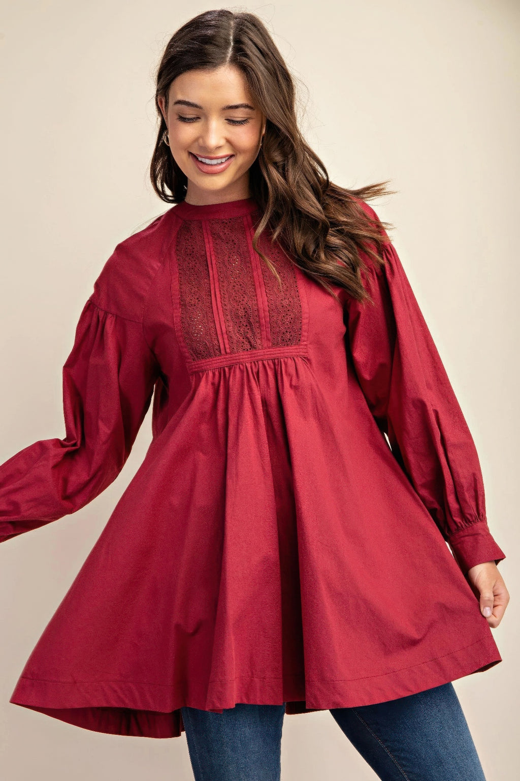 Long sleeve mini dress with lace detail-Product Type | Naughty Smile Fashion