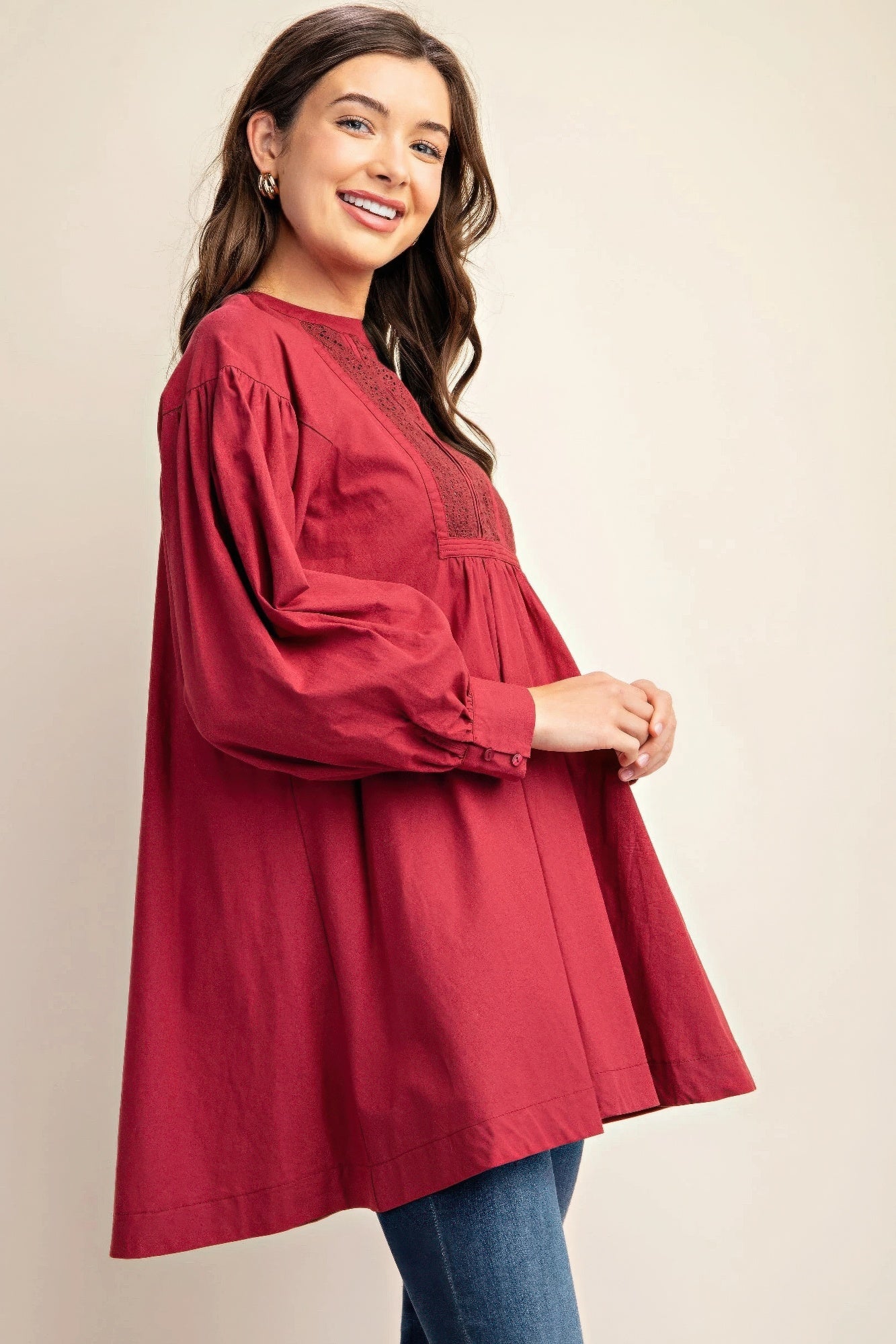 Long sleeve mini dress with lace detail-Product Type | Naughty Smile Fashion