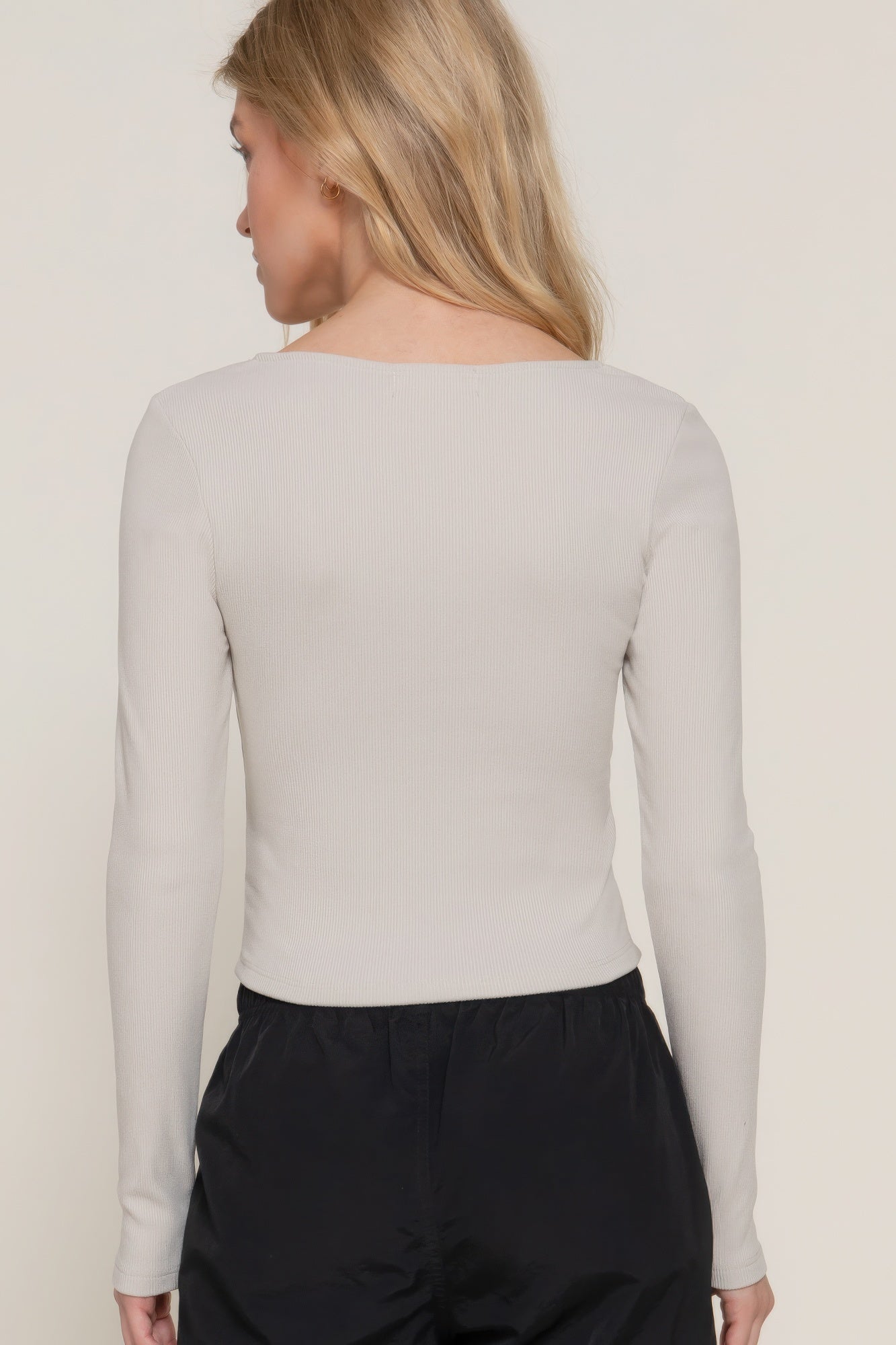 Long slv sweetheart neck seam detail knit top-Product Type | Naughty Smile Fashion