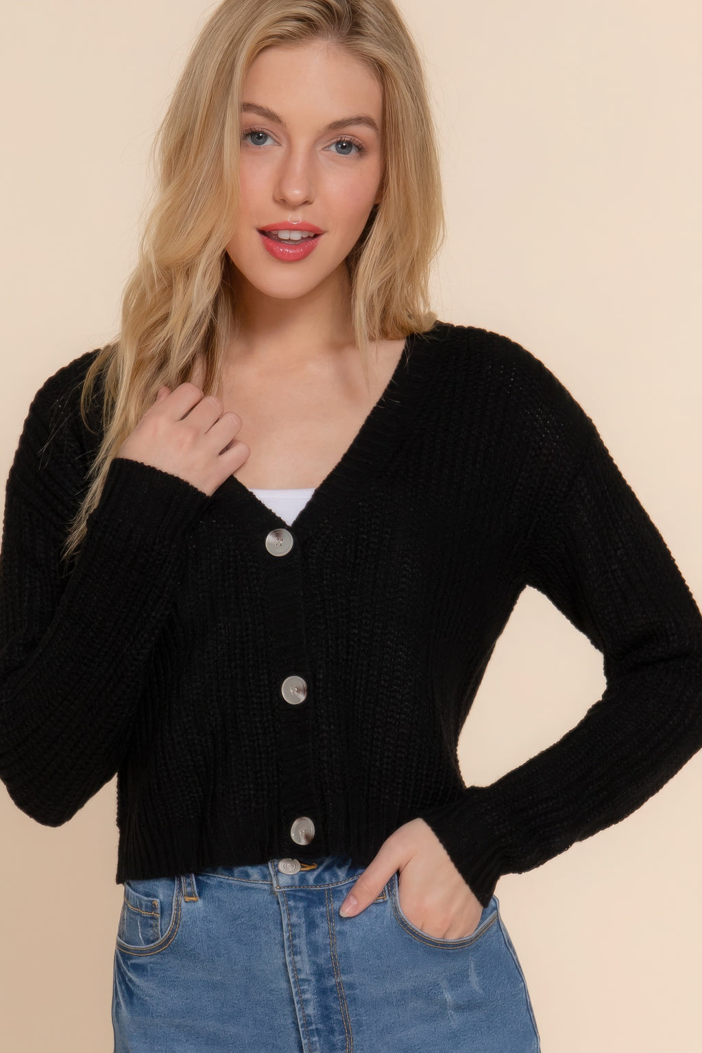 Long slv v-neck sweater cardigan-Product Type | Naughty Smile Fashion