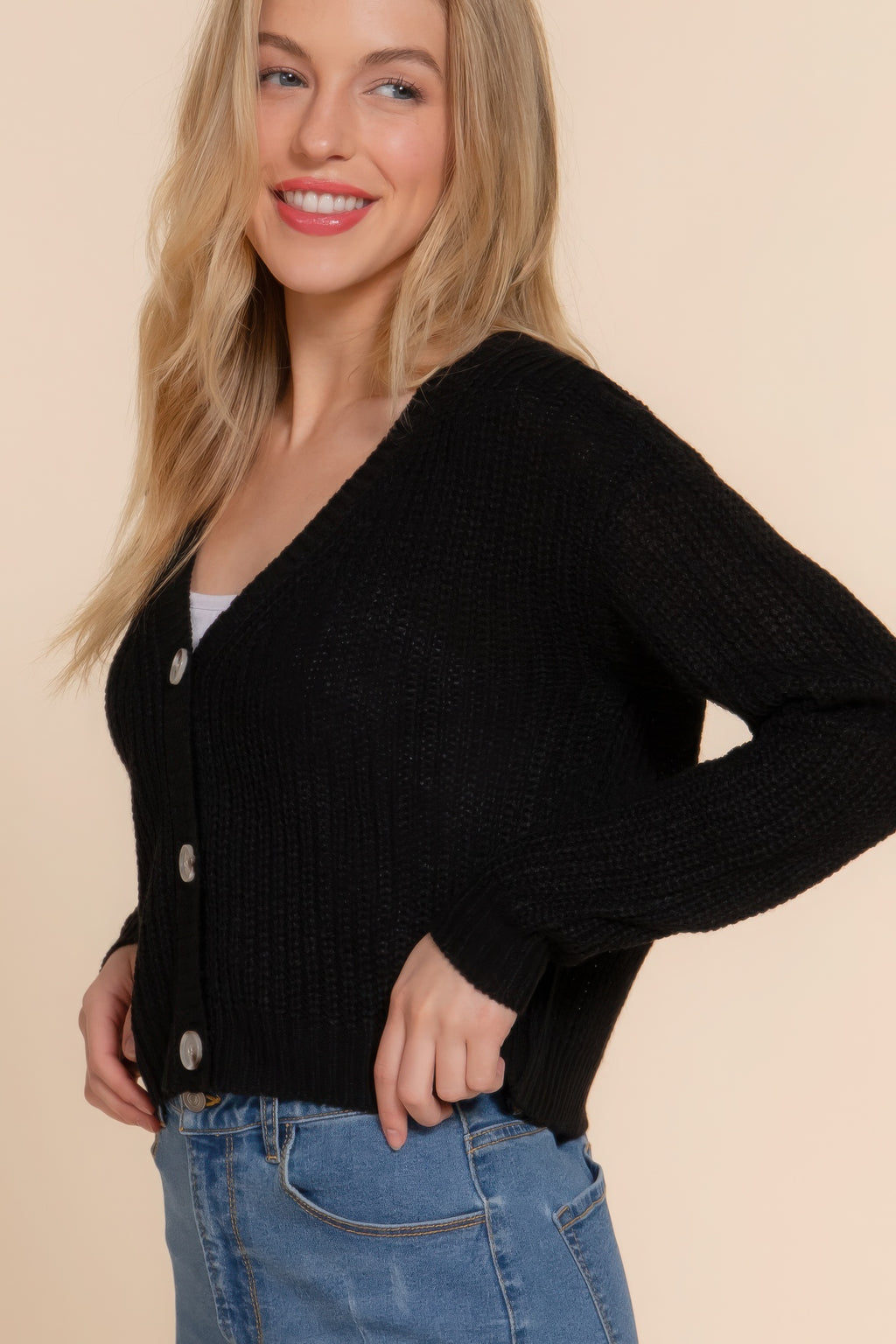 Long slv v-neck sweater cardigan-Product Type | Naughty Smile Fashion