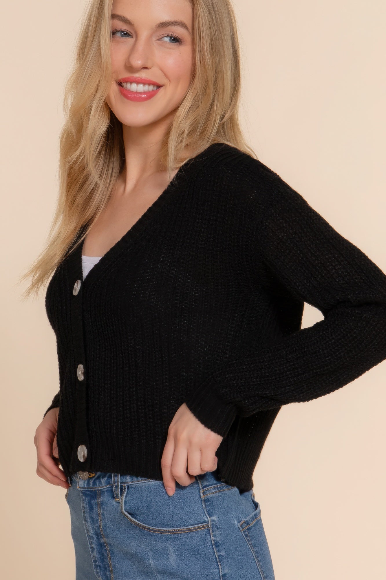 Long slv v-neck sweater cardigan-Product Type | Naughty Smile Fashion