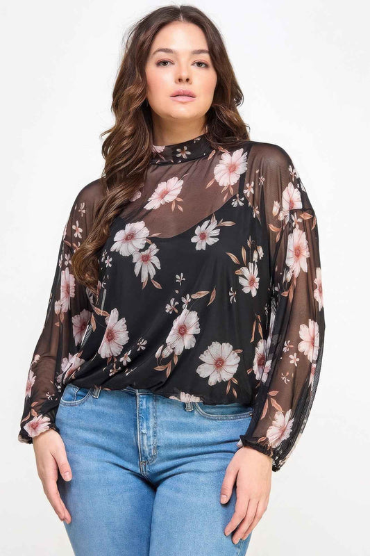New Arrival – Mesh Floral Ls Top W/cami – New Arrival Now Live