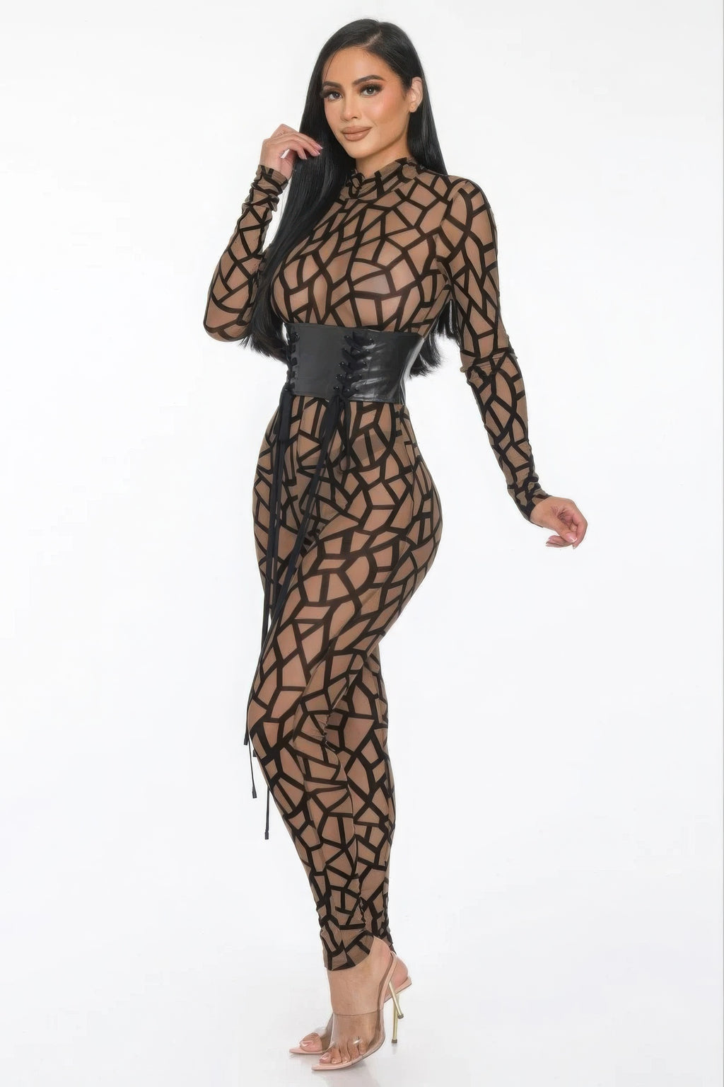 Geometric Printed Jersey Jumpsuit-Product Type | Naughty Smile Fashion