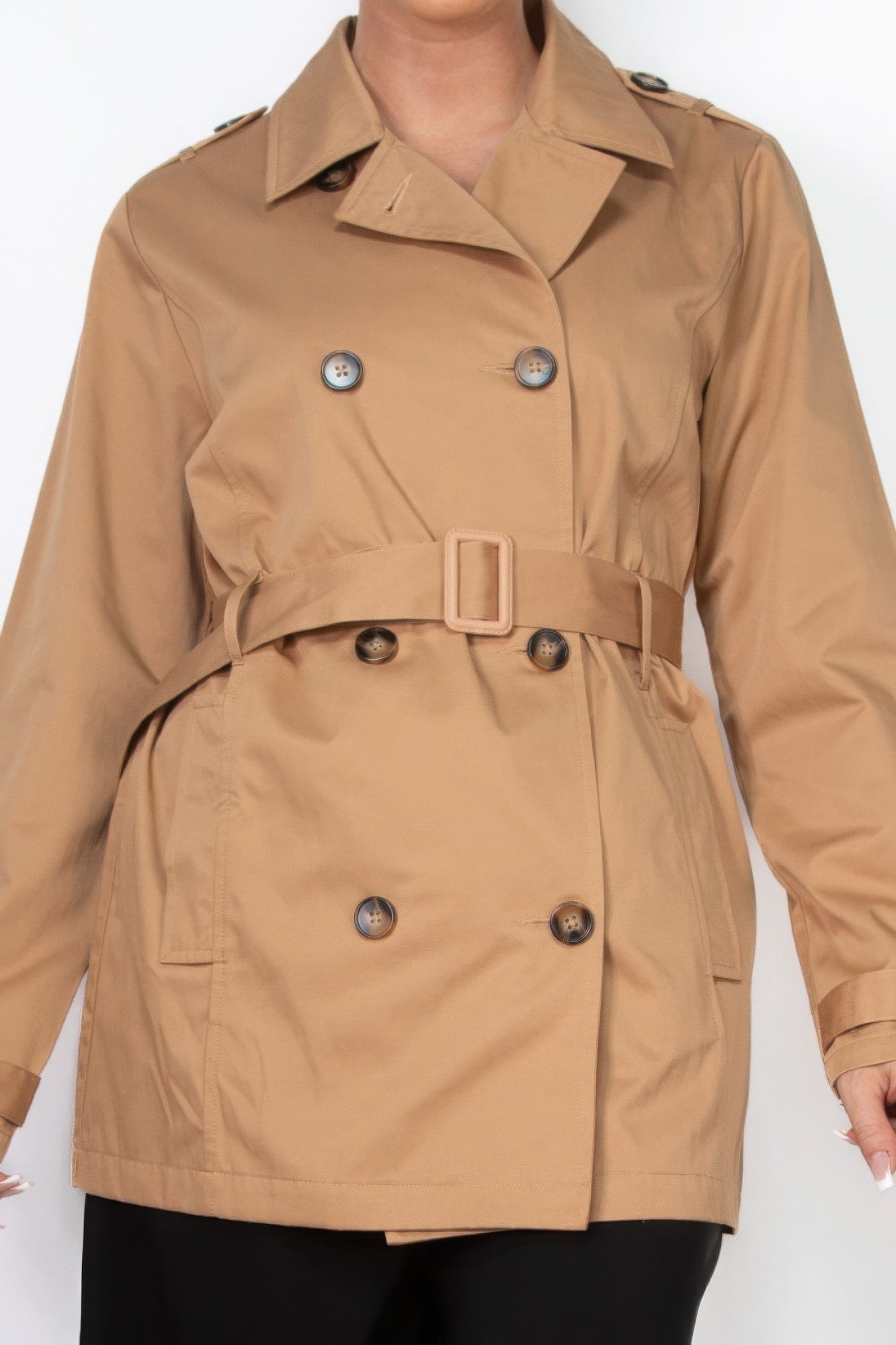Double-breasted Notch Belted Coat-Product Type | Naughty Smile Fashion