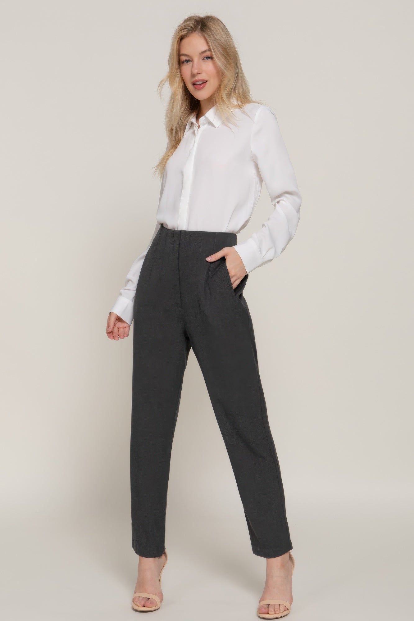 High Waist Pintuck Detail Long Pants-Product Type | Naughty Smile Fashion