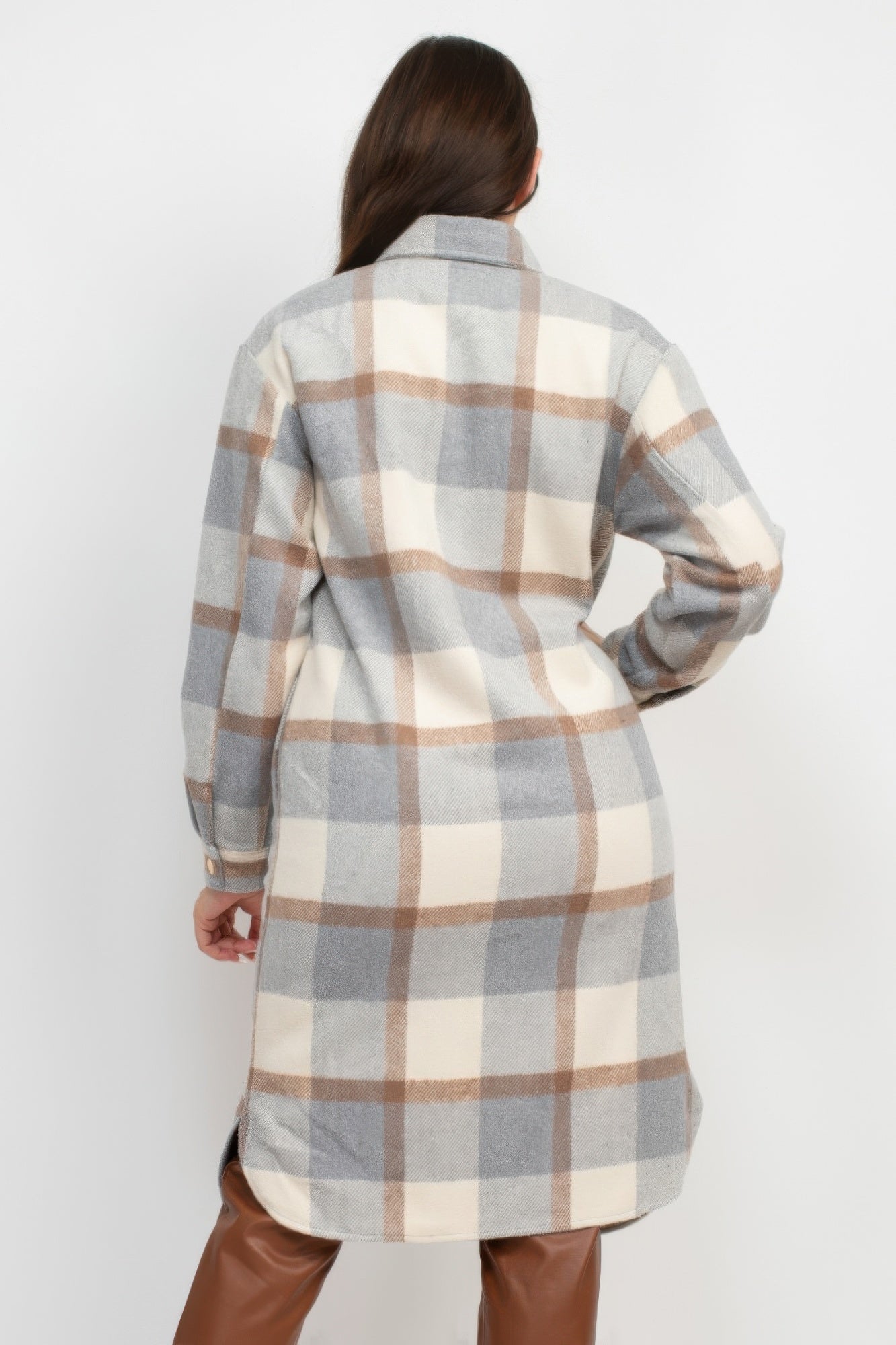 Plaid Buttoned Shacket Coat-Product Type | Naughty Smile Fashion