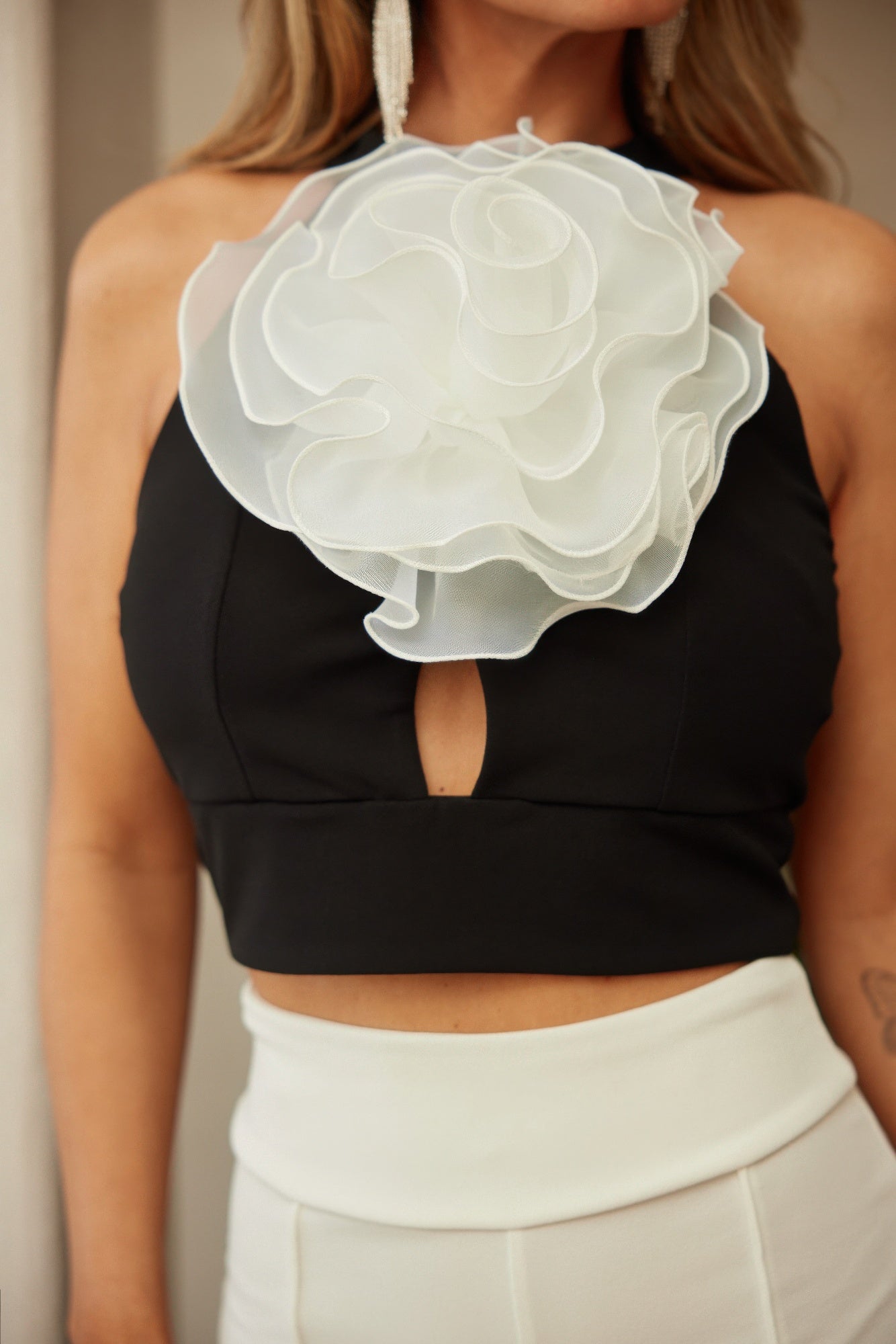 Flower Detailed Fashion Crop Top-Product Type | Naughty Smile Fashion