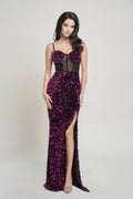 Cecily Teddy Velvet Corset Maxi Dress-Product Type | Naughty Smile Fashion